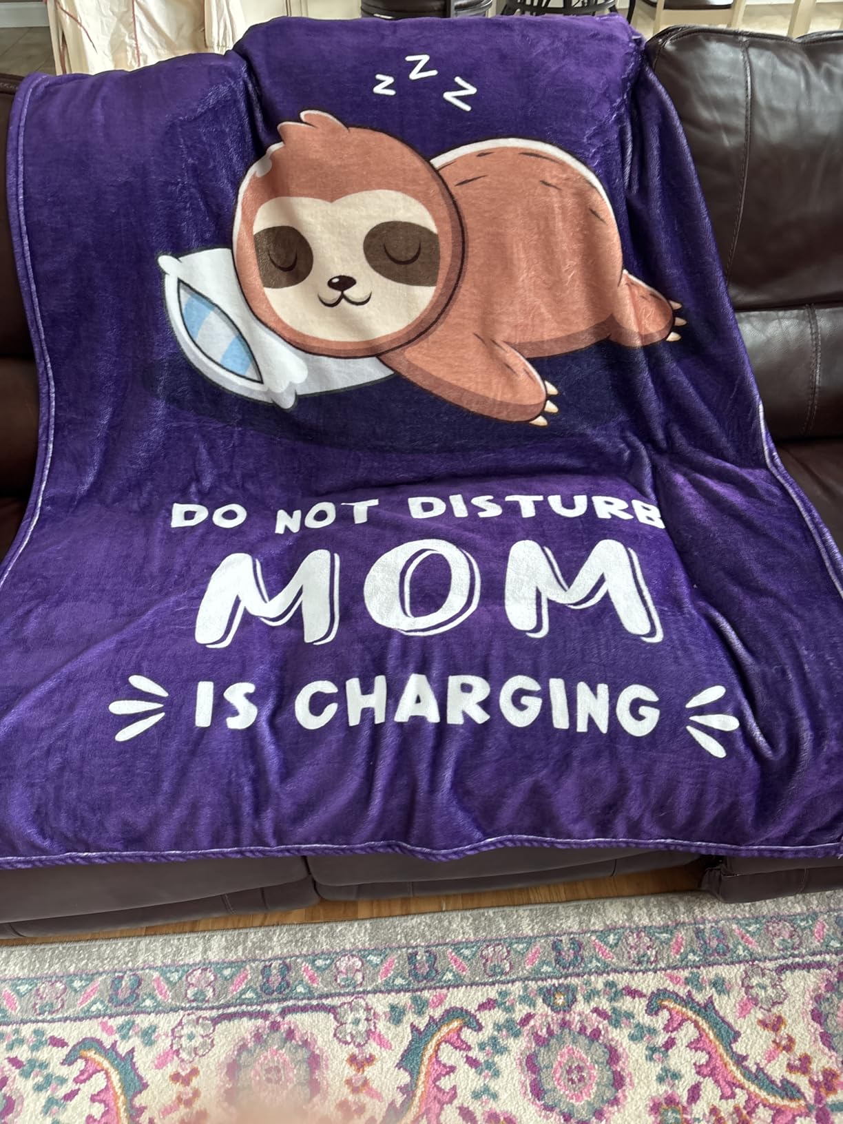 Leebbsin Funny Gifts for Mom, Birthday Gifts for Mom from Daughter Son | Mom is Charging Sloth Blanket, 60