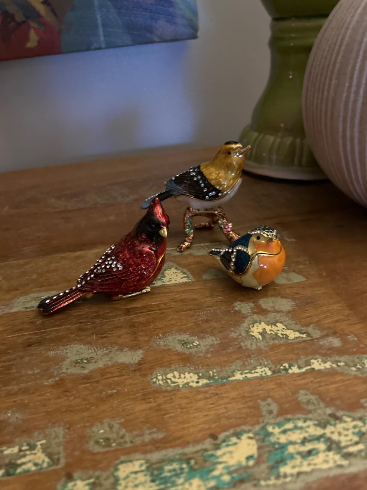 Robin Bird Jewelry Trinket Boxes Hinged Ring Box Collectible Bird Figurines Home Decor Gifts for Women customer photo 1