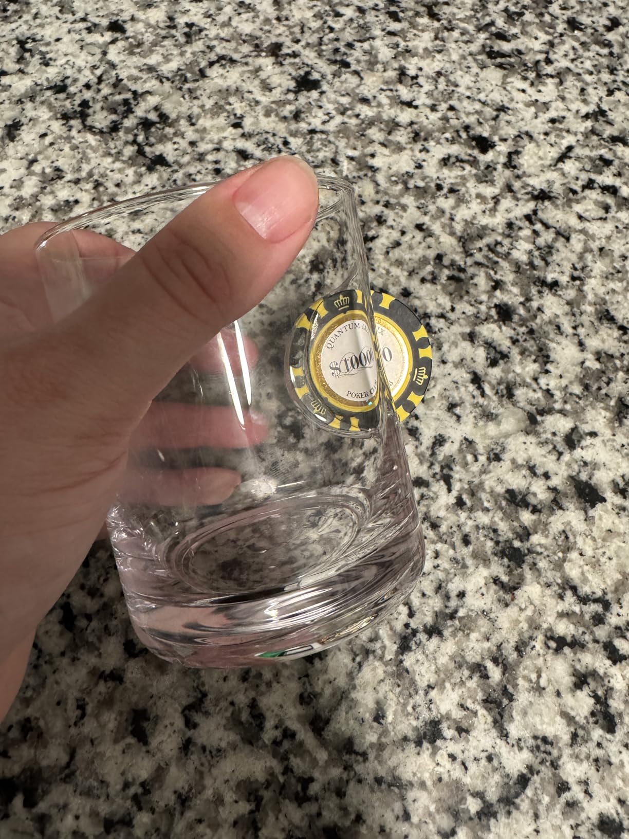 Poker Chip Whiskey Glass, Real Poker Chip Embedded, Unique Poker Lover Gift, Clear Whiskey Drinking Glass, Casino Themed Barware, Gift for Poker Players, Whiskey Enthusiasts, Men, 10oz 1 Pack customer photo 1