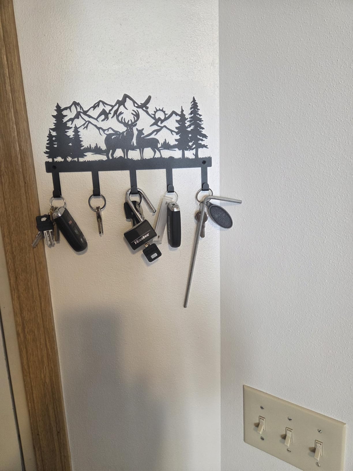 Deer Mountain Metal Key Holder Wall Mount Key Holder for Wall Rustic Cabin Decor customer photo 1