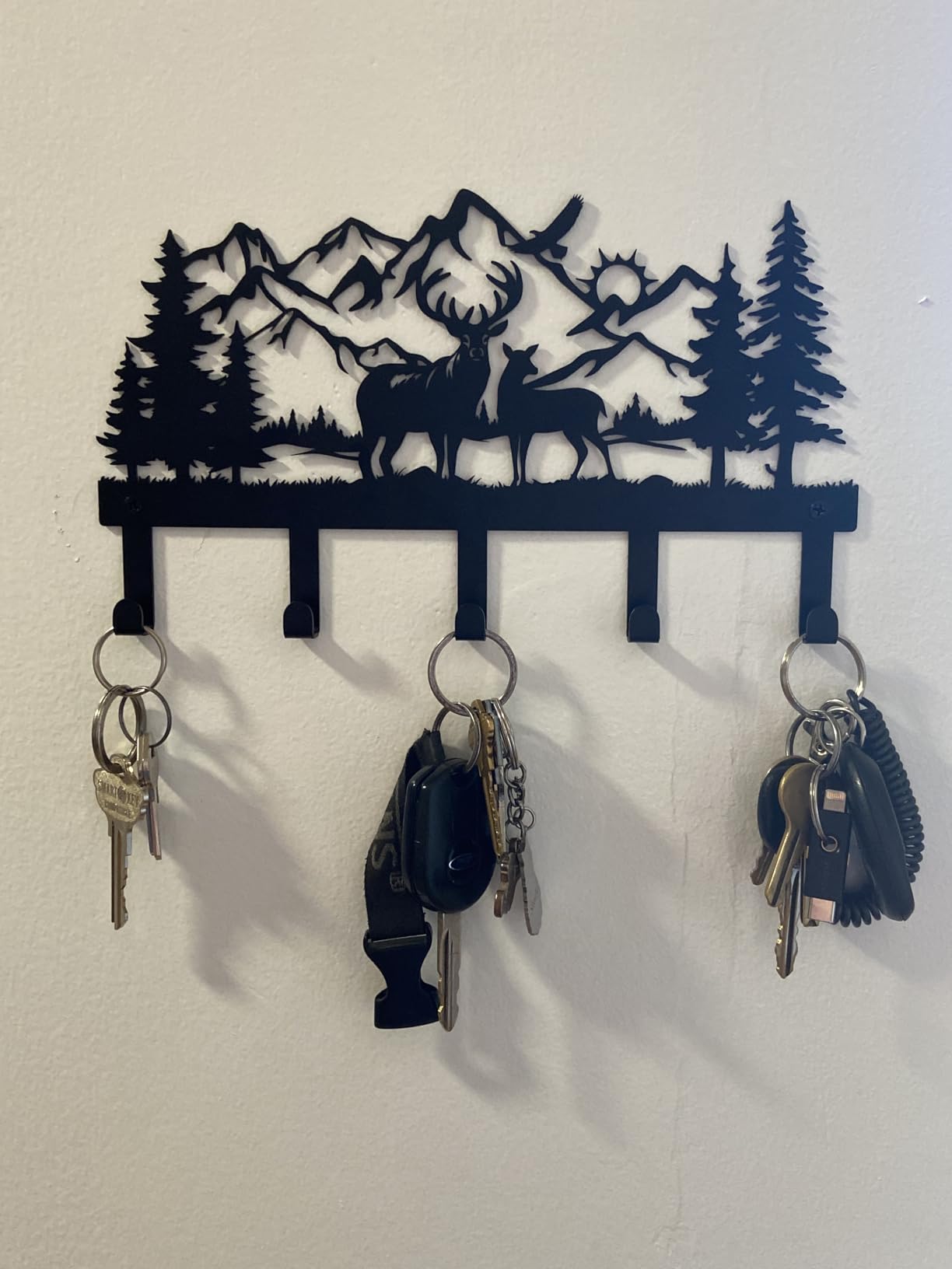 Deer Mountain Metal Key Holder Wall Mount Key Holder for Wall Rustic Cabin Decor customer photo 2