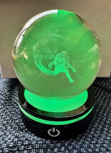 YWHL 3D Crystal Ball Hummingbird Figurine with LED Base, Hummingbird Gifts for Women Men on Christmas Birthday, Hummingbirds Ornament Glass Decorative Ball for Home Decor (80mm) customer photo 1