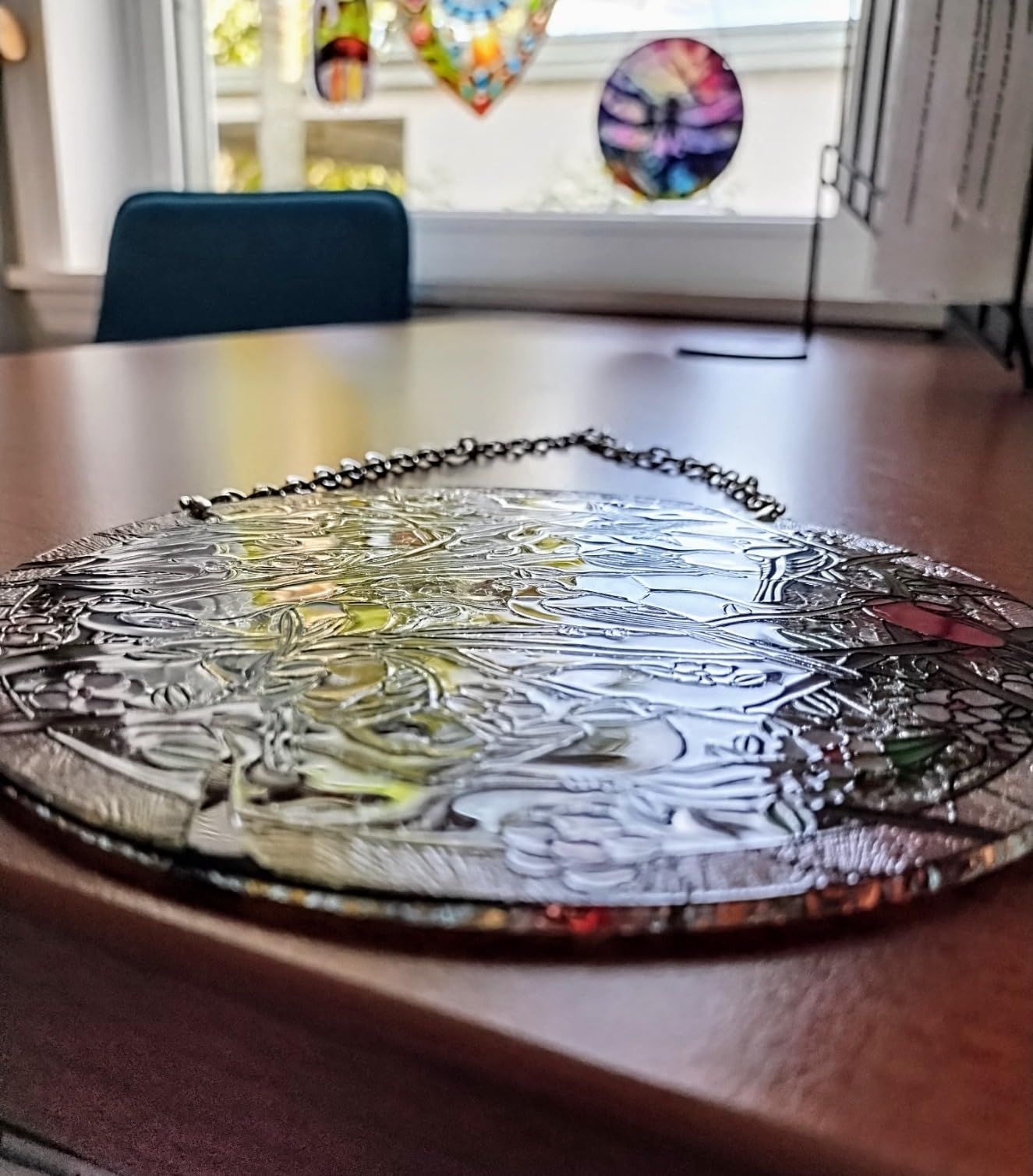 Stained Glass Window Hanging Suncatcher - Hand-Drawn Cardinal & Hummingbird Panel Birds on Branch customer photo 1