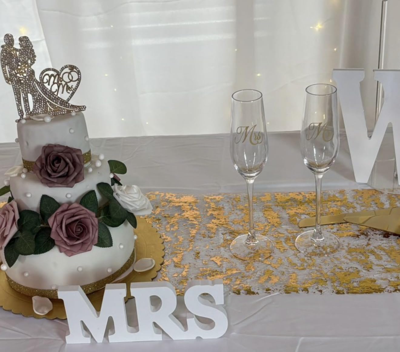 Mfacoy Mr. & Mrs. Champagne Flute Set, Wedding Decor - His and Hers, Wedding Toasting Glasses for Engagement Celebrations, Bridal Shower and Registry Idea customer photo 1