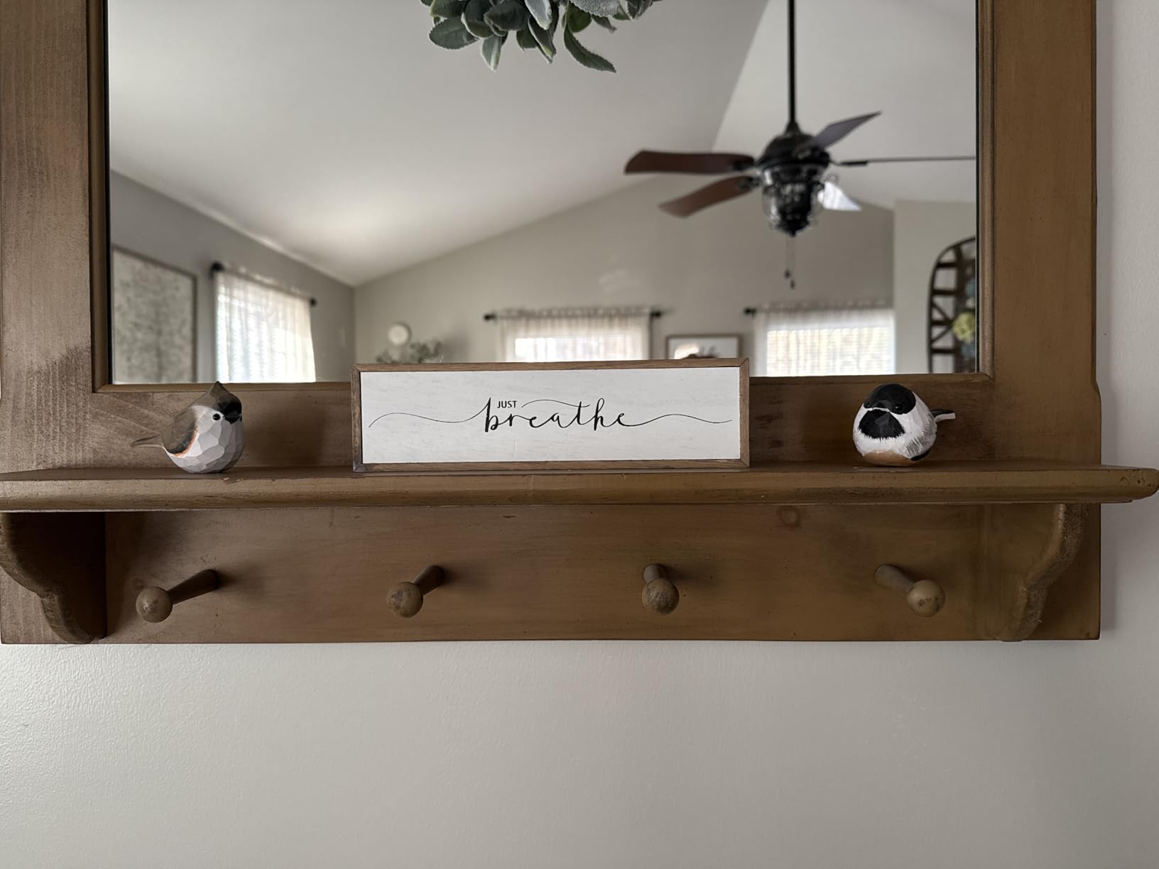 Hand Carved Wooden Lovebird Figurine - Small Wooden Bird Decor for Home Shelf (Green Lovebird) customer photo 2