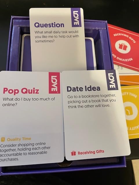 The 5 Love Languages Card Game, Discover More About Yourself & Your Partner, 300 Prompt Cards to Spark Meaningful Conversations, Create Date Ideas and Love Games, Quiz Questions for 2 Players, 16+ customer photo 1