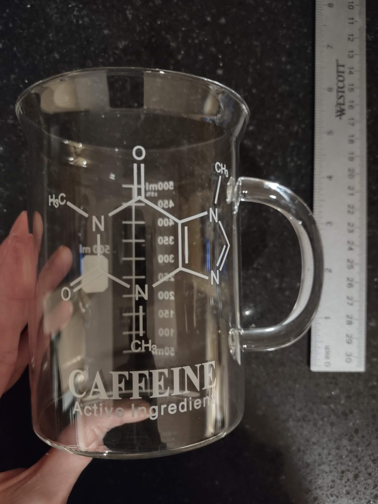 Caffeine Beaker Mug - Clear Caffeine Molecule Coffee Mugs With Handle - Borosilicate Glass Measuring Cup - Novelty Chemistry Science Teacher Gifts For Adults Women Men customer photo 2