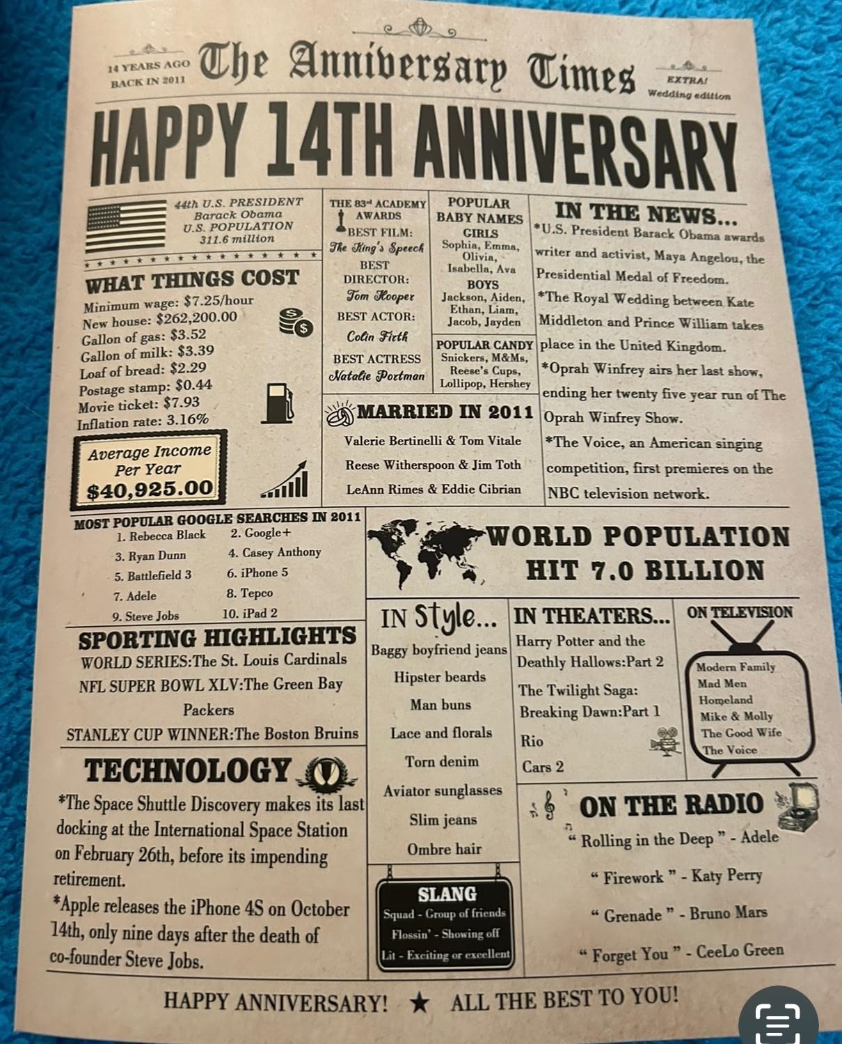 FANCYLUCKY Retro 15th Anniversary Card Gifts for Women Men customer photo 2