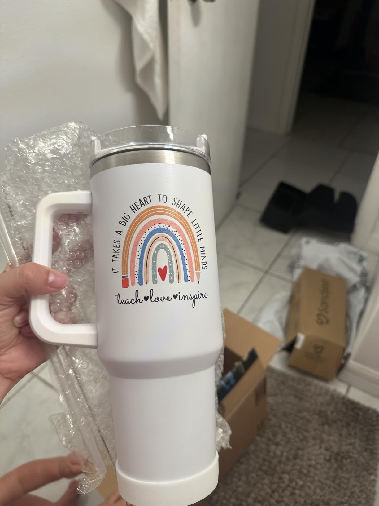 SANDJEST Nurse Gifts for Women, Nurse Tumbler with Handle 40oz Stainless Steel Coffee Cup with Straw Lid, Nursing Gift for Female Nurses, Appreciation Gift for Graduation Christmas Birthday customer photo 1
