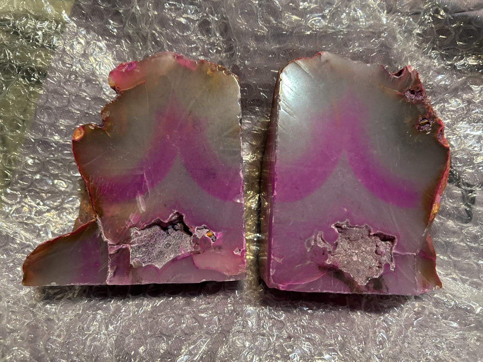 Natural Agate Geode Bookends - 3 to 4 lb Heavy Duty customer photo 1