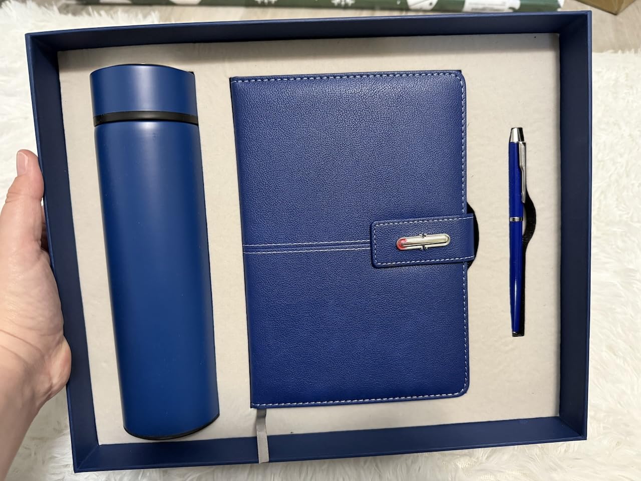 Shadow Breeze A5 Leather Notebook, Insulated Thermos and Executive Pen Gift Set in Premium Gift Box, 172 Pages 100GSM Ruled Pages, 12 oz, Great Gift for Business, School, Home (Black) customer photo 1