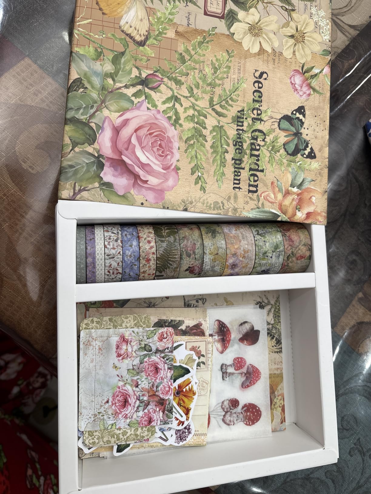 Vintage Botanical Scrapbooking Supplies Kit, Aesthetic Flower Scrapbook Kit for Bullet Junk Journal, 12 Rolls Washi Tape, Stickers Papers for DIY Journaling Supplies, Craft Gift for Girl Women customer photo 1