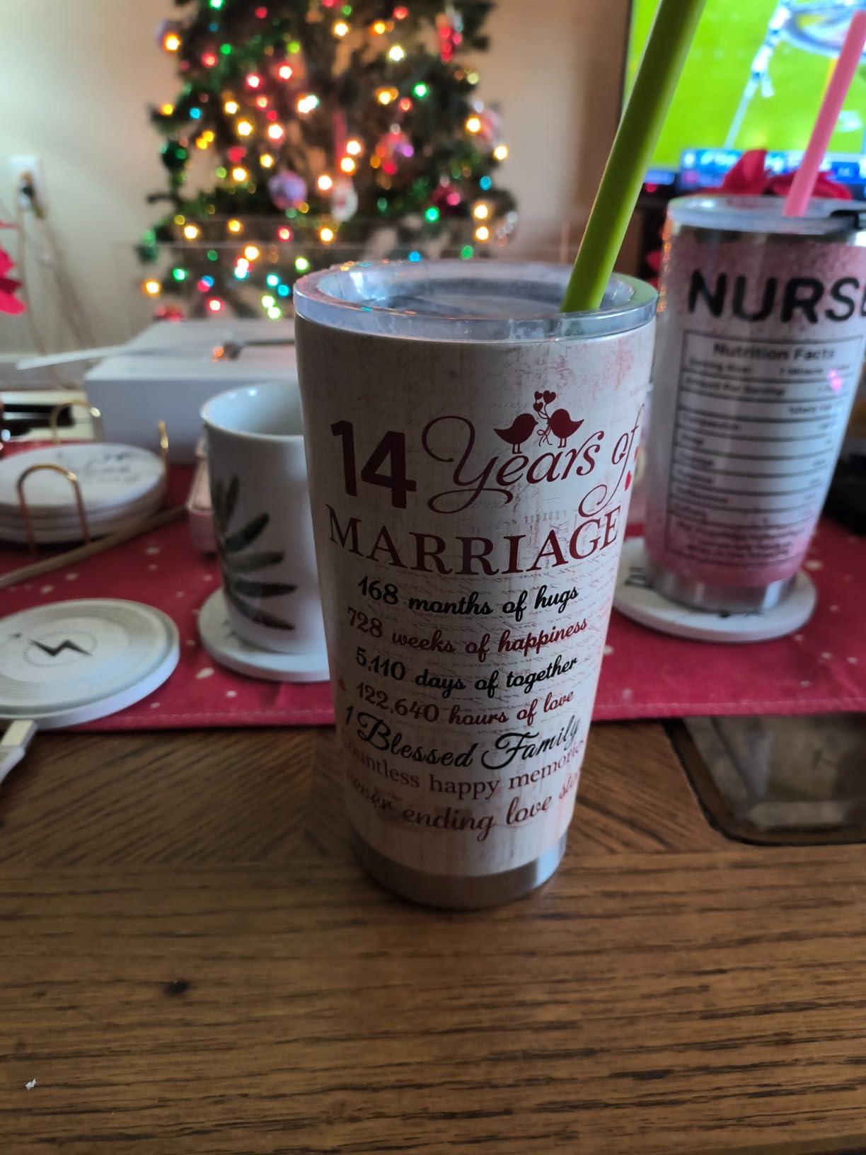kwsnatel 14th Anniversary Vintage Gifts, 14 Year Anniversary Wedding Gift for Her or Him, Ivory Anniversary Tumbler Gift for Couple 20oz Stainless Steel Insulated Cup Present(1 PC) customer photo 1