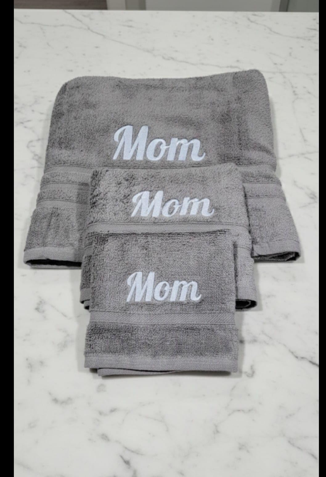 Hawmam Linen Personalized Towels - Customized Turkish Cotton Towel Set, Monogrammed Towels with Initial, Name & Embroidery, Idea for Weddings, Bridal Showers, Anniversaries, for Couples - Ice Silver customer photo 1
