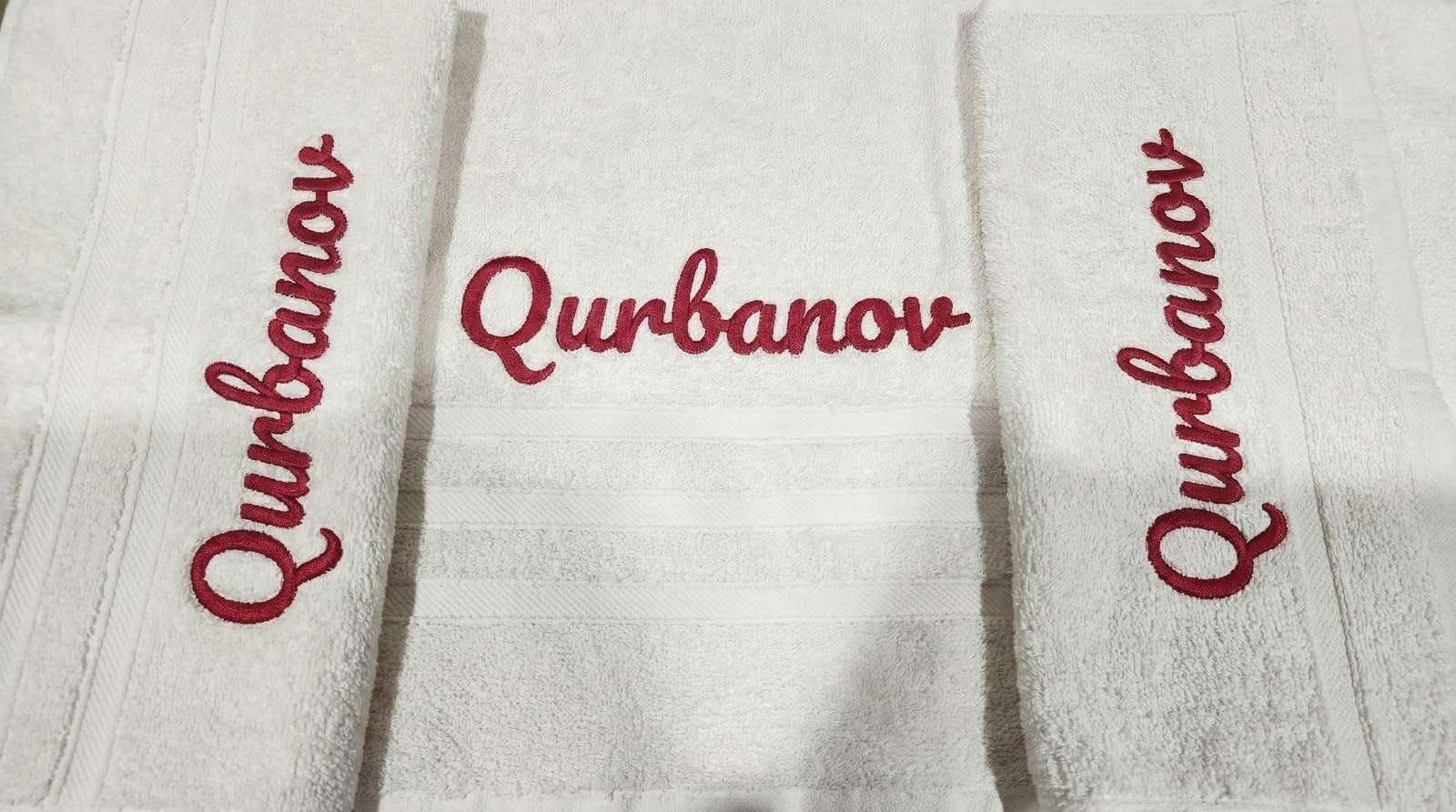 Hawmam Linen Personalized Towels - Customized Turkish Cotton Towel Set, Monogrammed Towels with Initial, Name & Embroidery, Idea for Weddings, Bridal Showers, Anniversaries, for Couples - Ice Silver customer photo 2