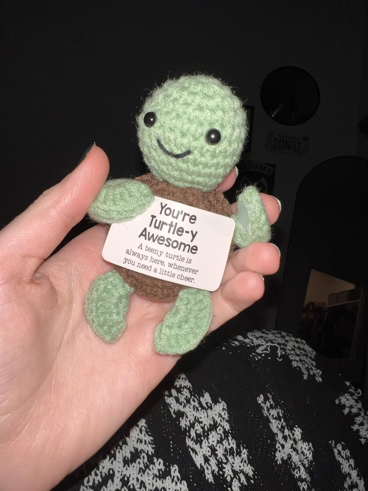 Mini Funny Crochet Turtle Decor - Emotional Positive Turtle, Cute Birthday Gift for Women Men, Teacher Appreciation, Small Cute Stuff customer photo 2
