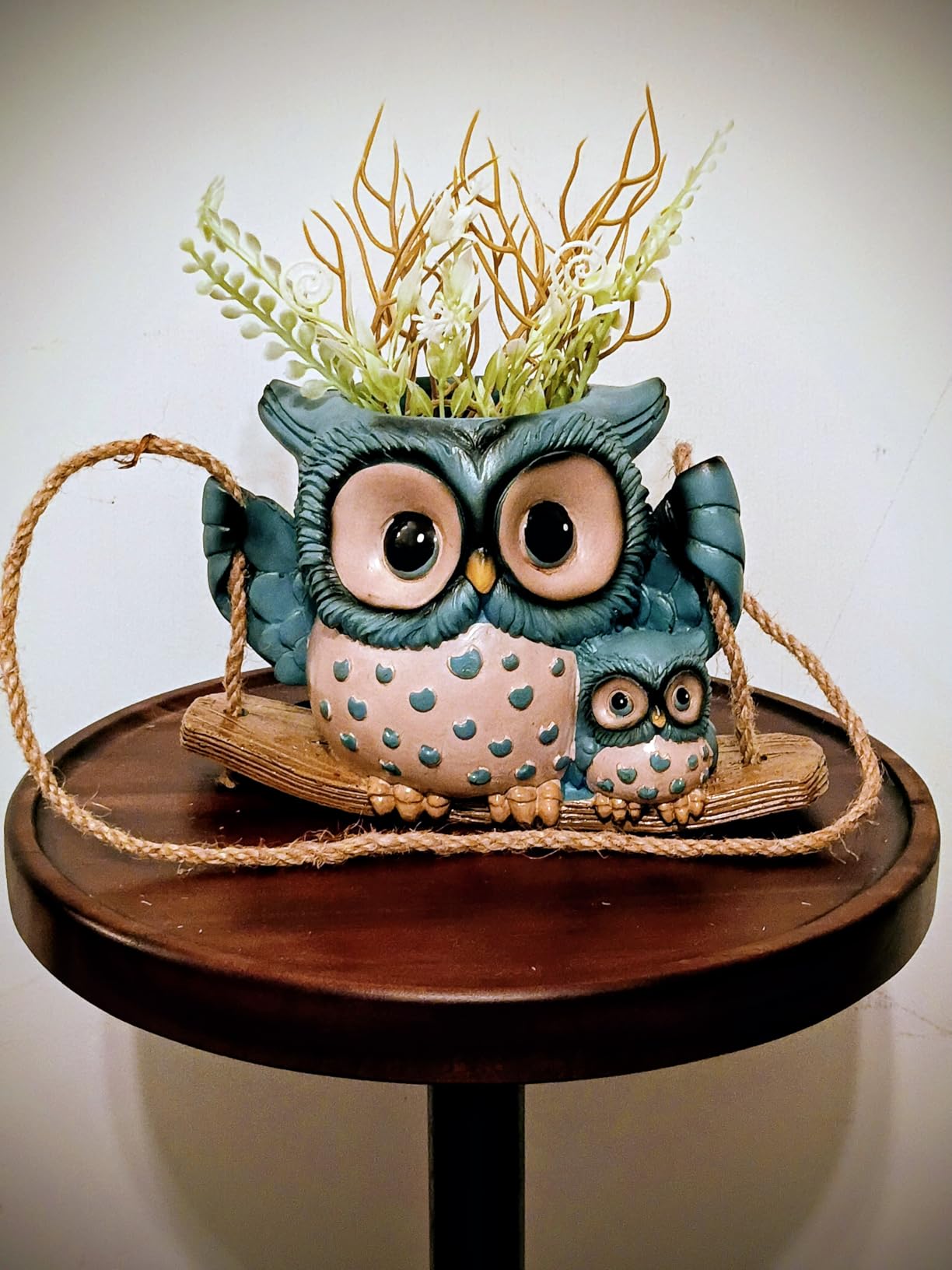 Swing Owl Hanging Planters for Indoor Plants, Cute Small Succulent Pots with Drainage Hole, Unique Resin Plant Hangers Outdoor, Hanging Plant Holder for String Of Pearls, Gift Ideas for Mother customer photo 2