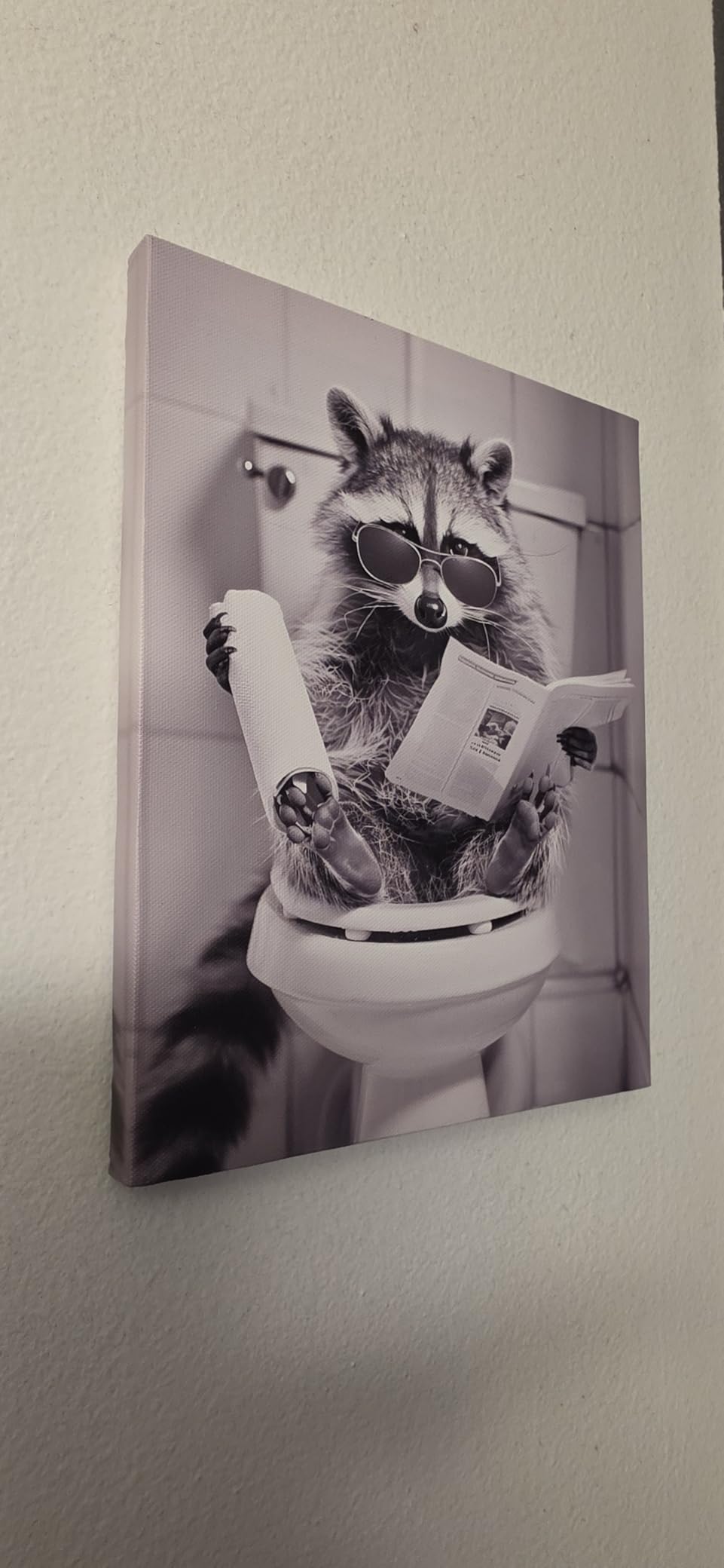 Tiger Bathroom Wall Art Funny Animal Bathroom Canvas Wall Art Tiger on the Toilet Poster Black and White Animal Toilet Pictures for Bath Restroom Wall Framed 8X10 inch customer photo 2