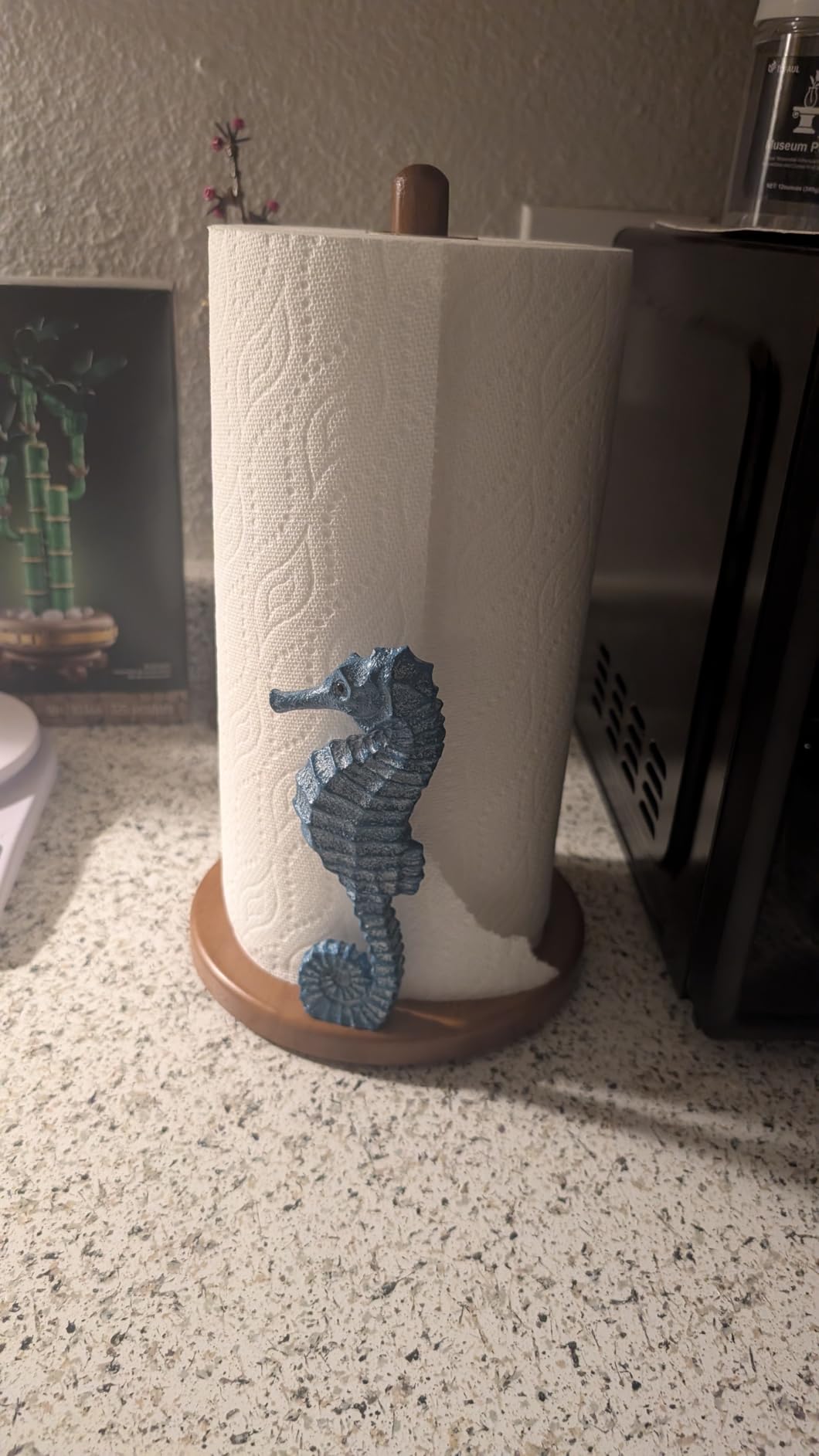 Seahorse Paper Towel Holder Beach House Decor Coastal Kitchen Decorative | Seahorse Kitchen Decor Blue Countertop Wooden Decorative Paper Towel Holder Stand Ocean Coastal Beach Home Decor Gifts Women customer photo 2