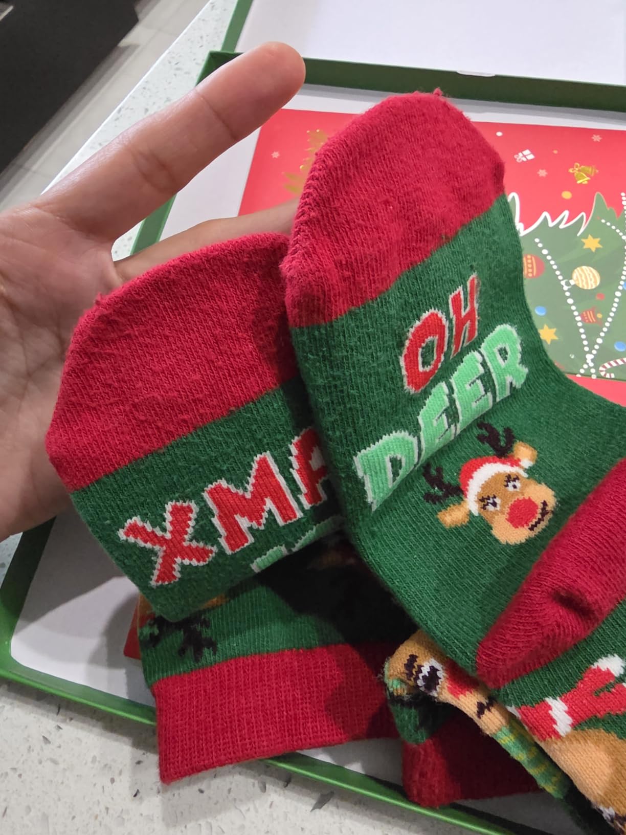 Christmas Socks for Kids - Elf Reindeer Gingerbread Xmas Gift with Greeting Card customer photo 1
