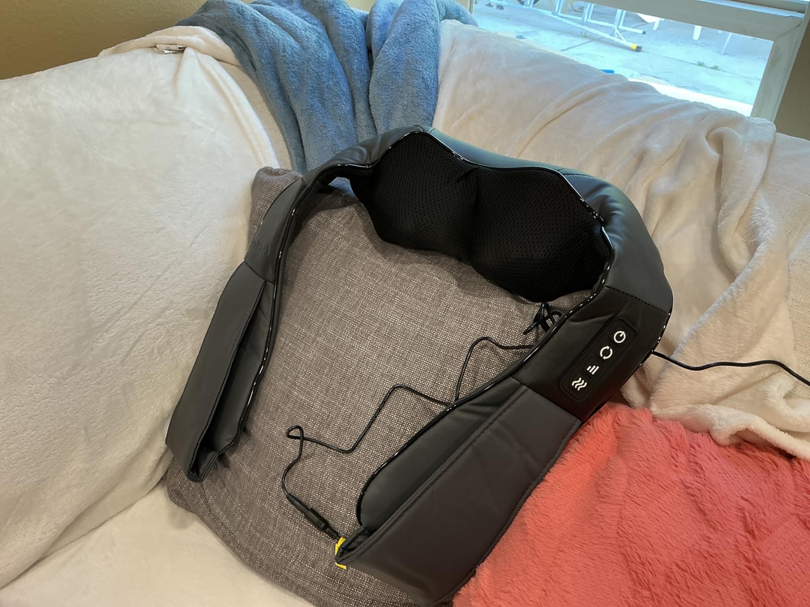 Nekteck Shiatsu Neck Massager with Heat for Pain Relief Deep Tissue, 2026 Upgraded 3D Back Shoulder Kneading Massage Pillow, Body Muscle Relaxation Tool Gifts for Him Her Mom Dad, Gray (NOT Cordless) customer photo 2