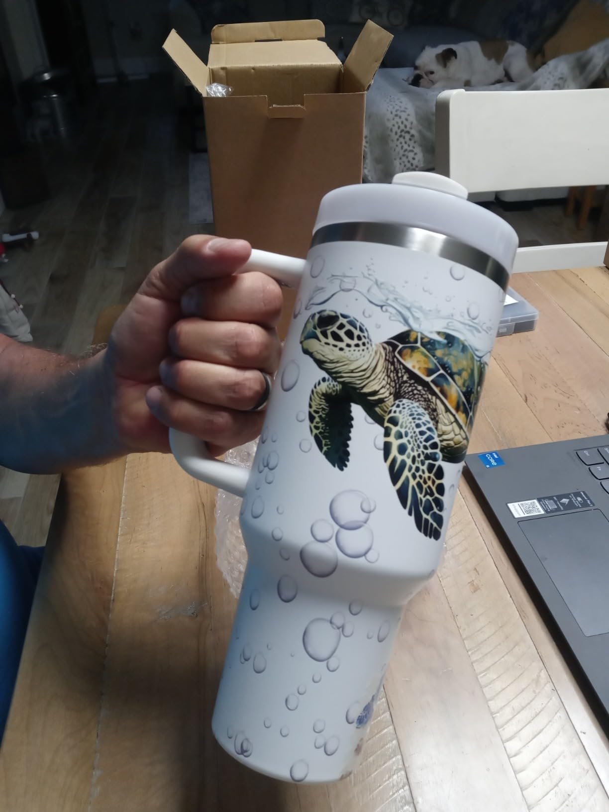 AMZUShome 40 OZ Dolphin Tumbler with Handle.Dolphin Lover Gifts.Unique Christmas Birthday Gifts for Dolphin Lover.Personalized 40 OZ Dolphin Tumbler Gifts for Women Men. customer photo 2