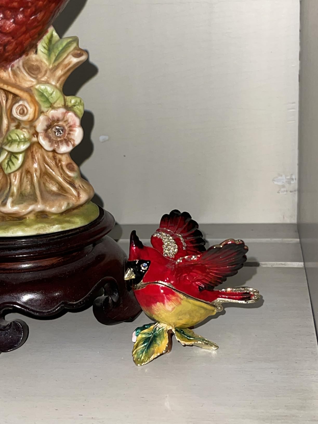 Hand Painted Enamel Hummingbird Trinket Box for Home Decor, Unique Keepsake Collectible Figurine Jewelry Organizer Storage, Personalized Handmade Statue Decorative Ornament Gifts (Green Hummingbird) customer photo 1