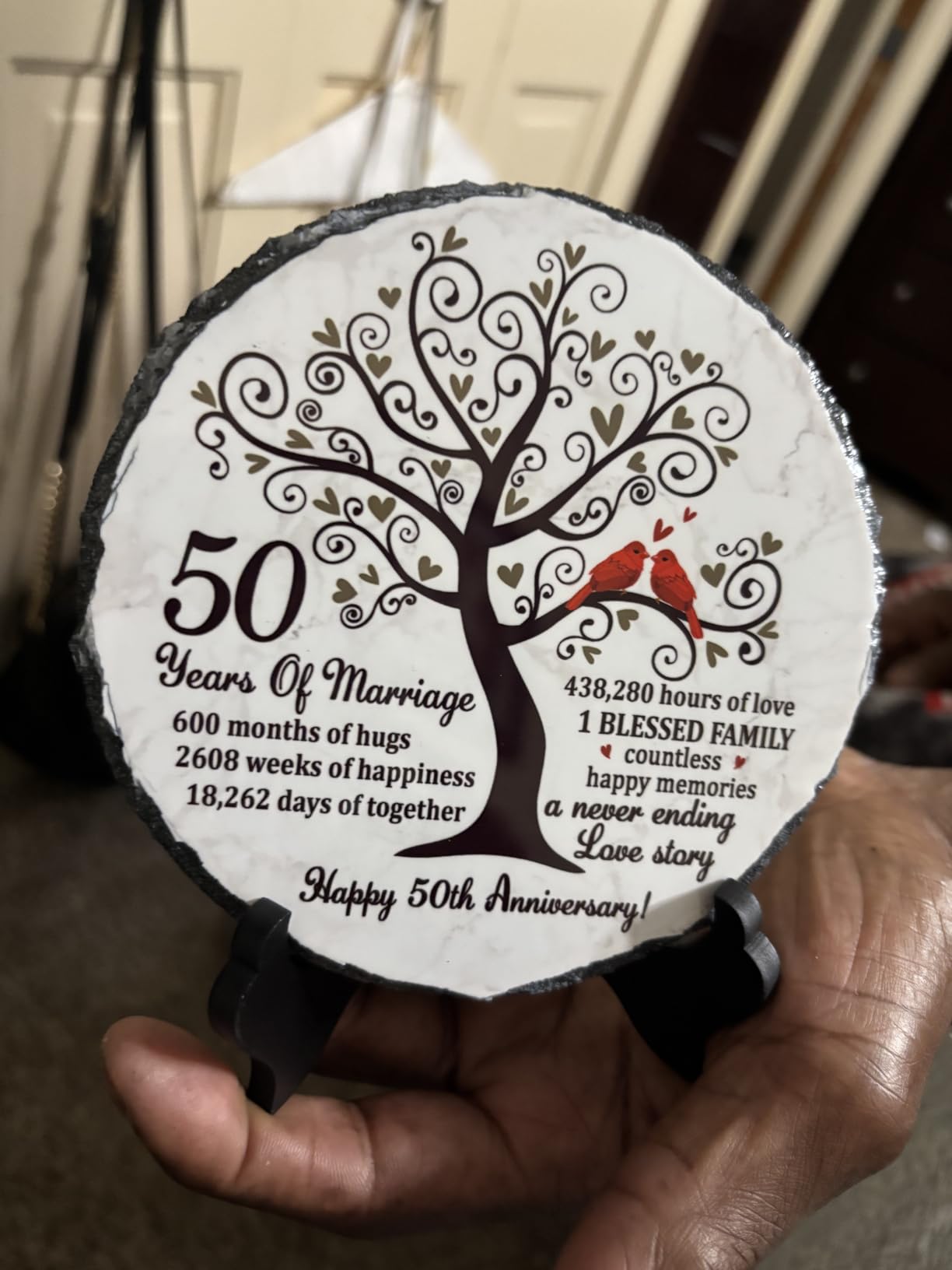 Bozspacer Coral Couple Slate Plate- 35th Wedding Gifts for Parents Couple - 35th Anniversary Wedding Gift Ideas - 35 Years of Marriage Decoration, Plaque, Keepsake customer photo 2