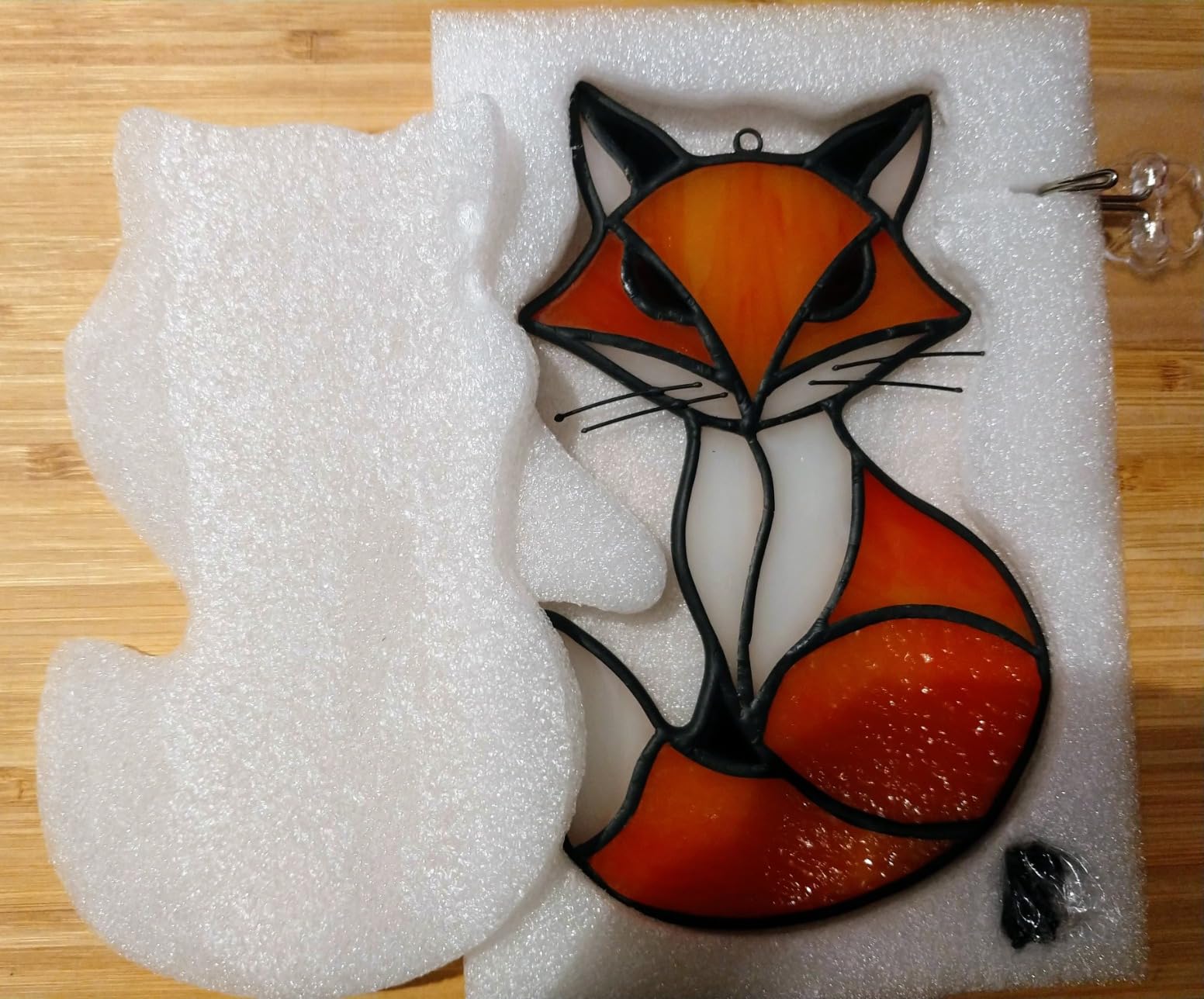 Stained Glass Red Fox Window Hanging Suncatcher Ornament Sun Catcher Indoor Window Home Decoration, Fox Decor Themed Gifts for Friend, Family, Women customer photo 1