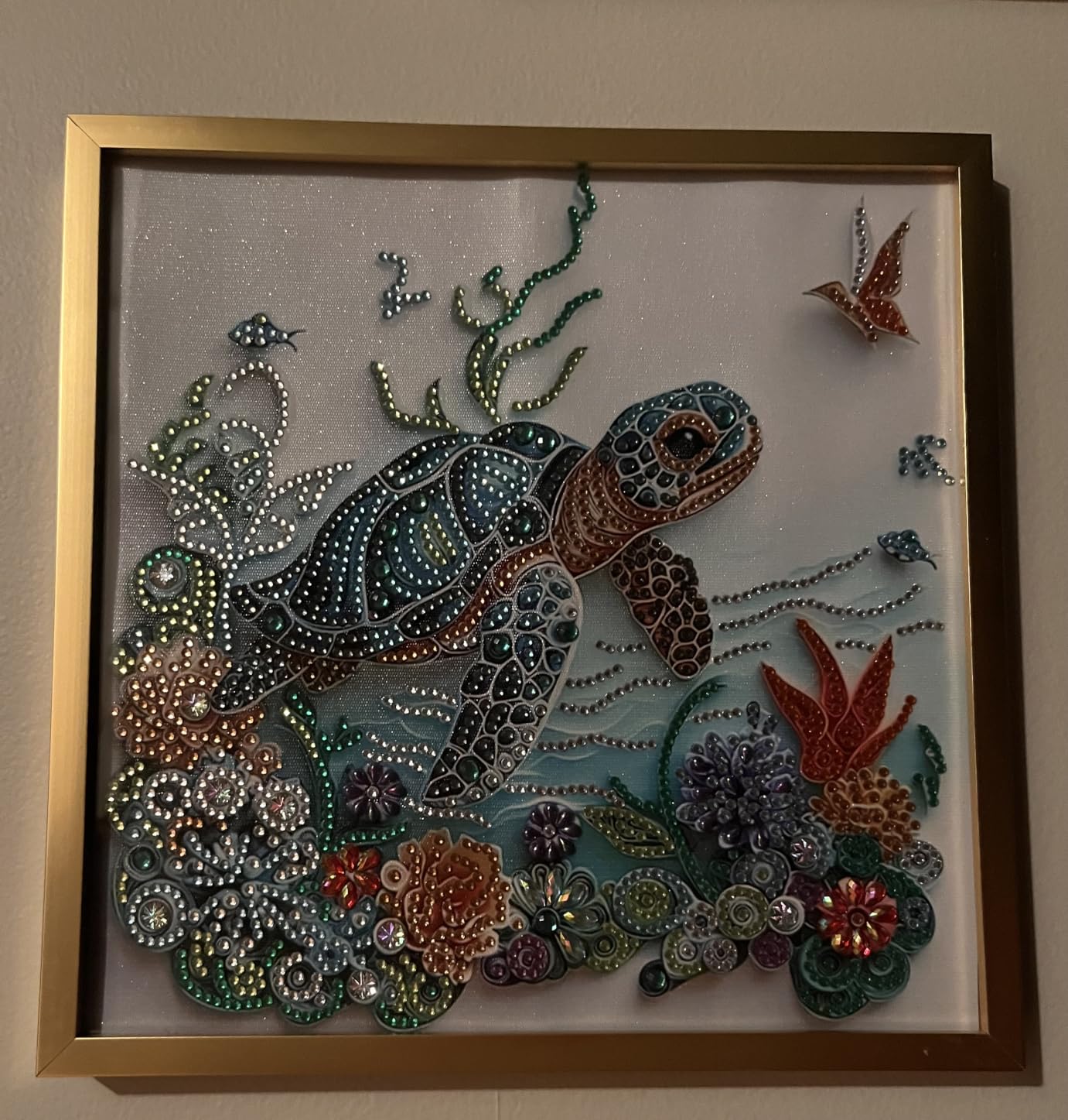ZQEATRY Sea Turtle Animal Special Shape Diamond Art Kits for Adults, 5D Diamond Painting Kits for Beginner, DIY Diamond Crystal Rhinestones Painting Kits for Home Wall Decor Gift 11.8 X 11.8 inch customer photo 1
