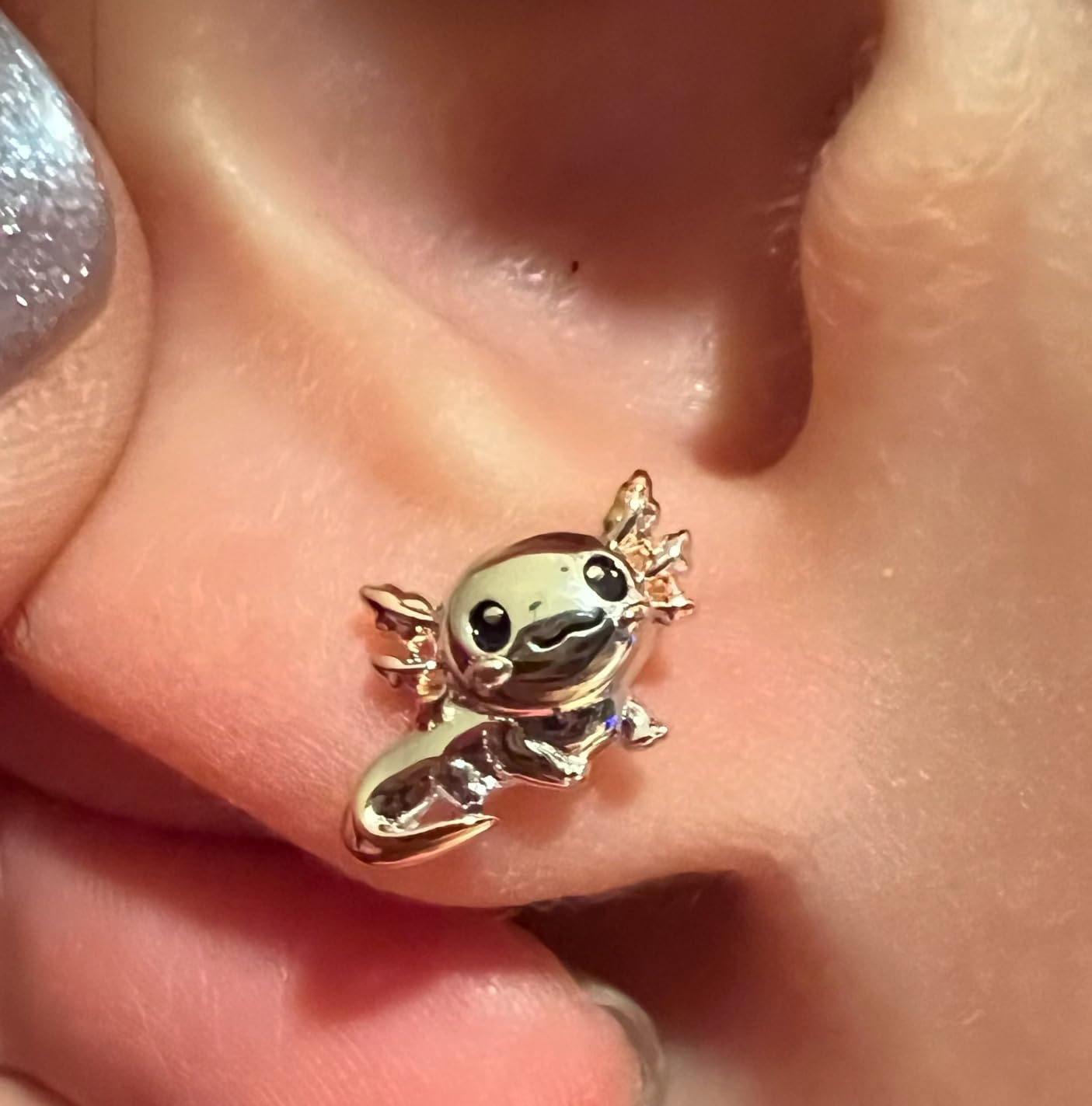 925 Sterling Silver Axolotl Earrings Stud Hypoallergenic Cute Axolotl Jewelry Gifts for Women customer photo 1