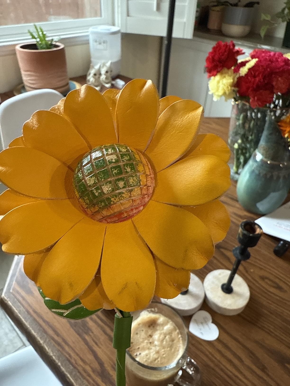Rimvoe Genuine Leather Sunflower 3rd Year Anniversary Keepsake for Her Him, Leather Gifts for 3 Year Anniversary customer photo 2
