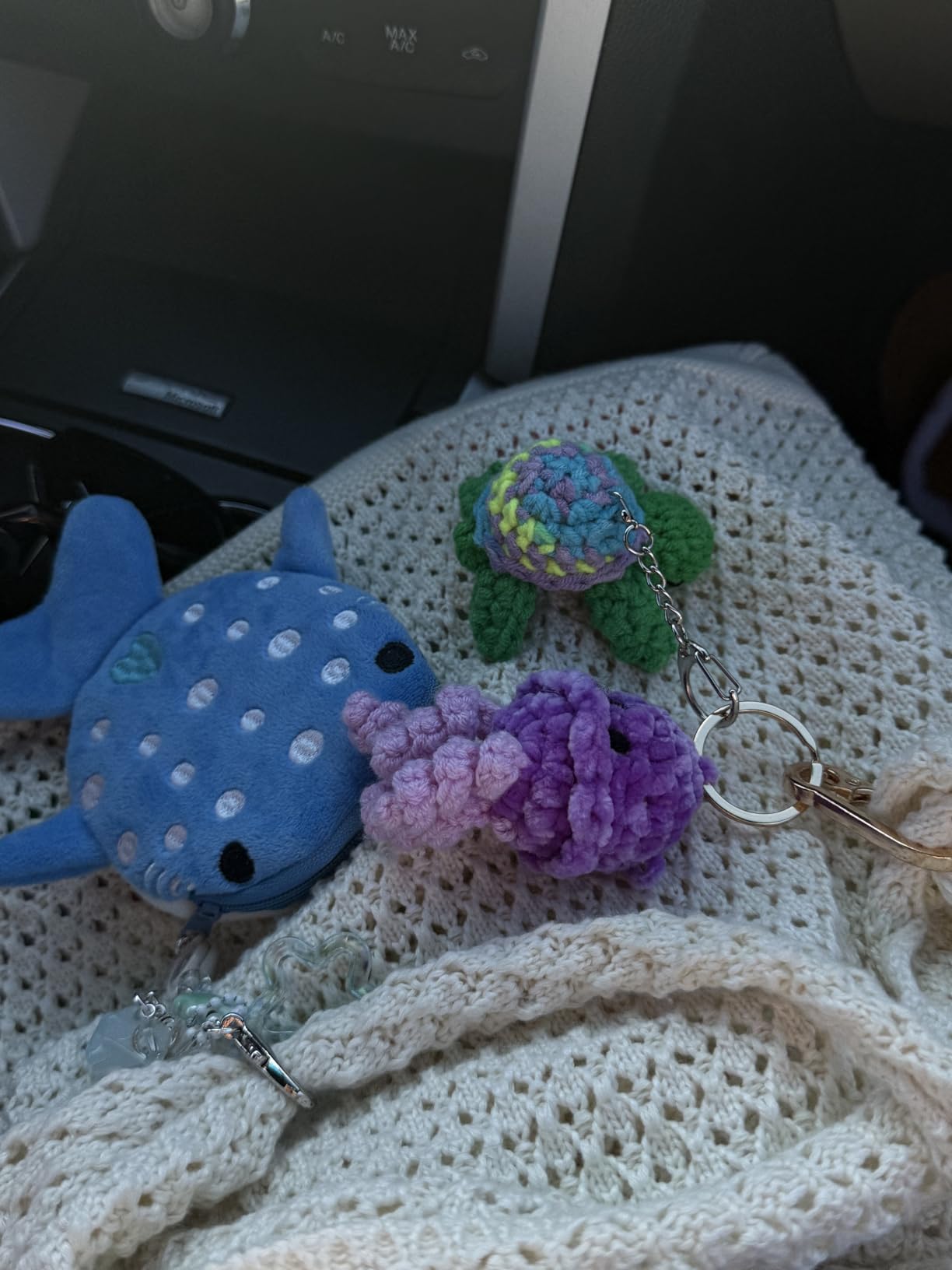 Whale Shark Coin Purse Keychain,Cute Blue Plush Change Pouches Bag Charm | Kawaii Handmade Wallet with Zipper,Heart Star Butterfly Key Chain for Women Backpack customer photo 2