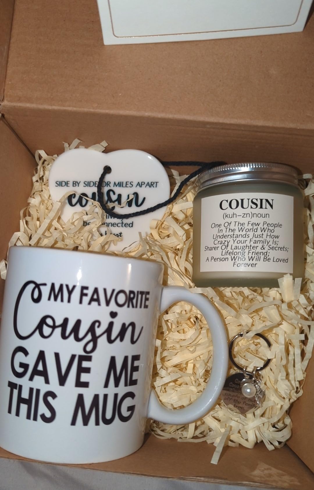 Splandiant Cousin Gift Set (Mug, Candle, Keychain, Ceramic Ornament) - Birthday Gifts for Cousin Female, Best Cousins Gifts customer photo 1