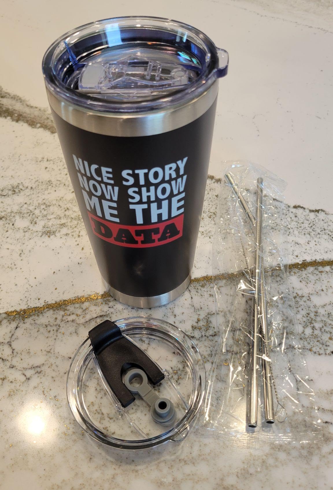 Panvola Nice Story Now Show Me The Data Data Analyst Gifts Tumbler 20oz | Data Science Scientist Boss Coworker Office Vacuum Insulated Stainless Steel Tumbler with Removable Lid and Straw 20 oz Black customer photo 1