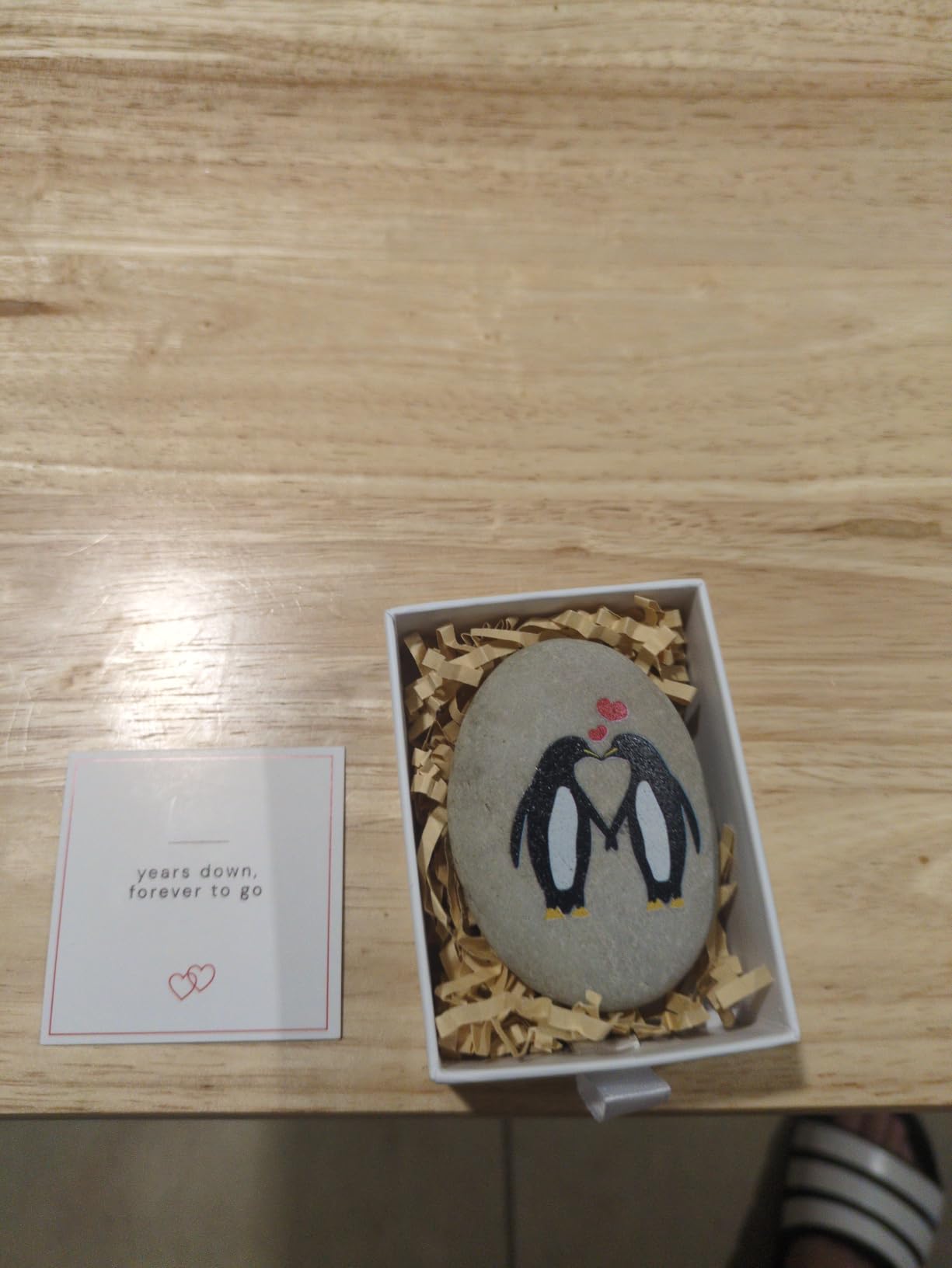 1 Year Anniversary Penguin Pebble Keepsake - First Wedding Gift for Boyfriend, Girlfriend, Husband, Wife, Men - One Year Together, Paper Milestone Stone customer photo 1