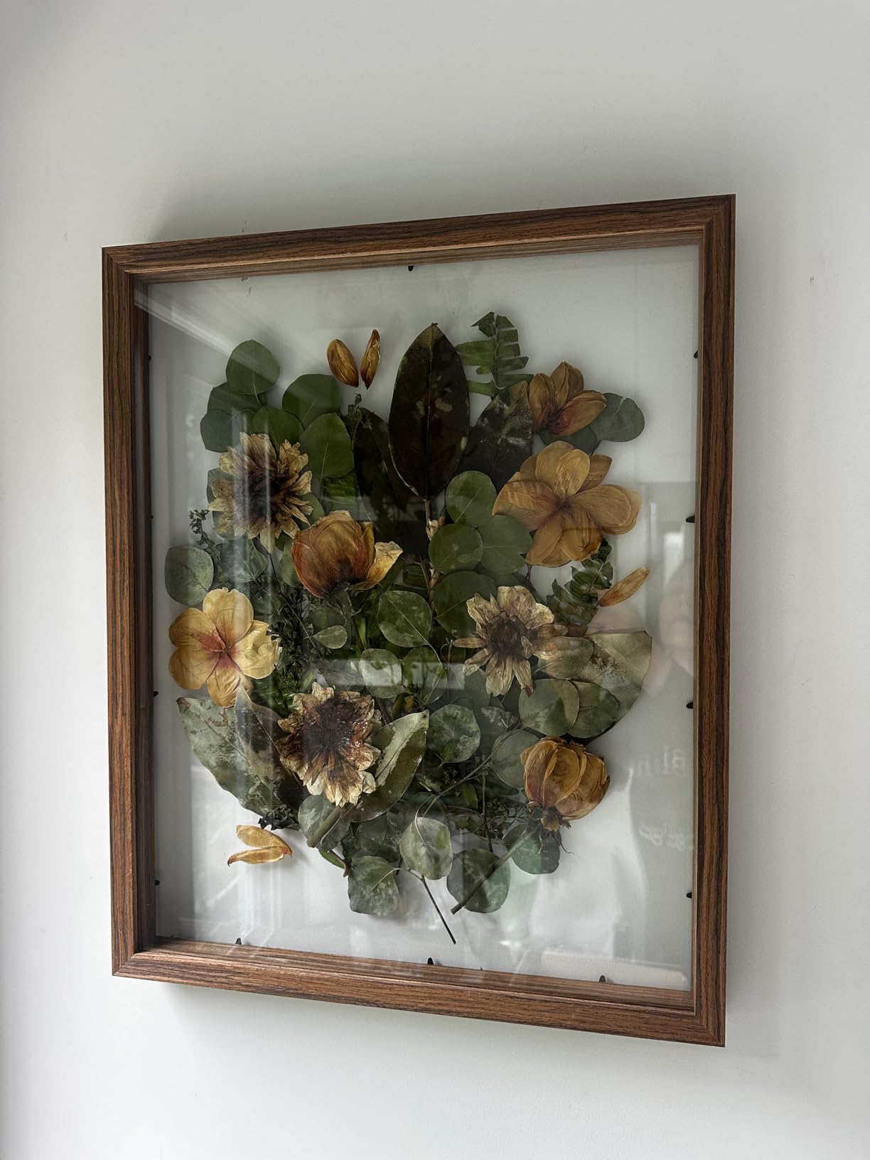 16x20 Floating Picture Frames Natural Teak Wood 16x20 Floating Frame Gold Bouquet Frames For Wedding Double Real Glass Pressed Flower Frame 12x16 customer photo 1