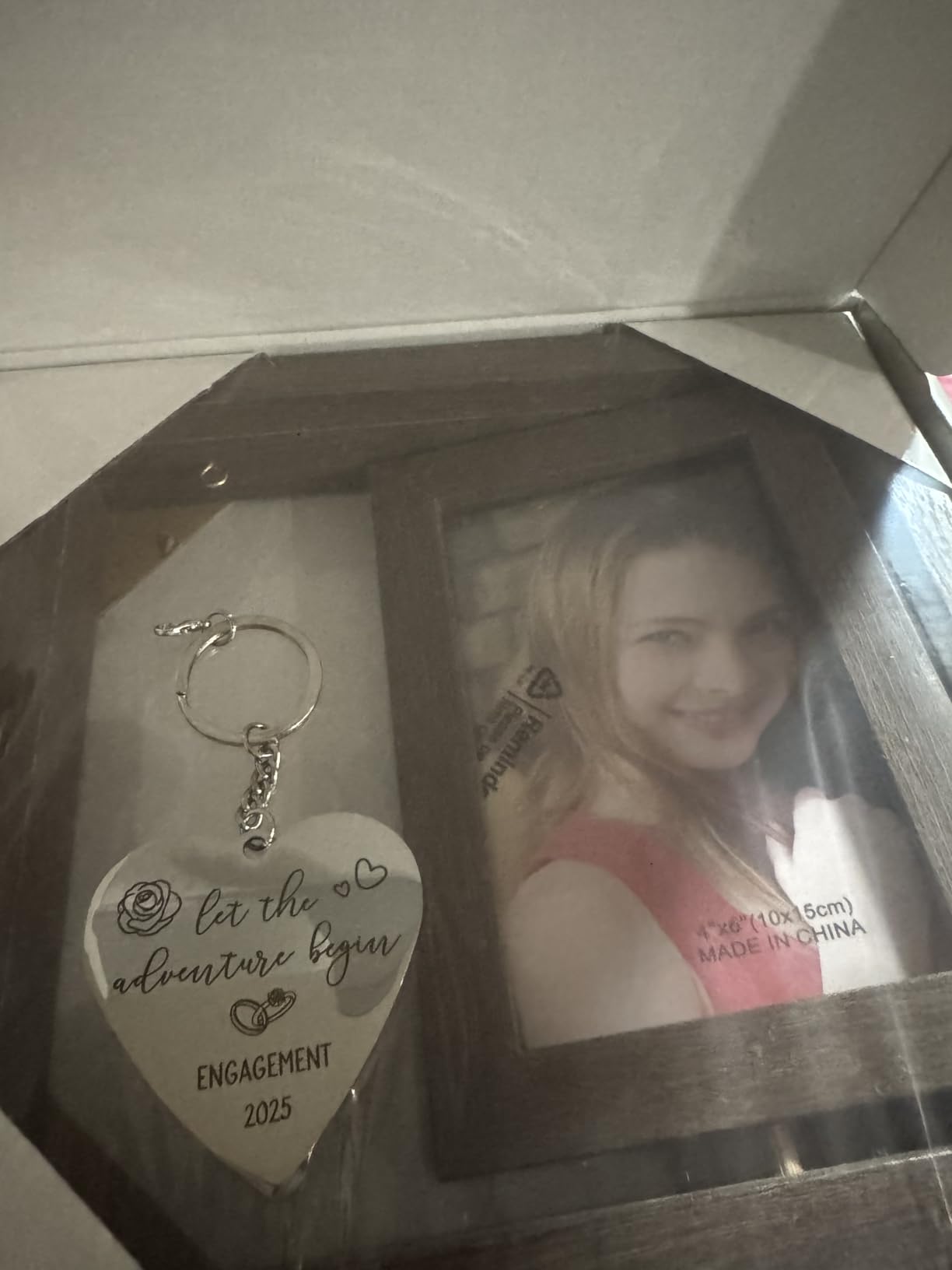 HELORAY Engagement Gifts for Couples Gifts for Newly Engaged Couples - Personalized Picture Frame Let The Adventure Begin Engaged Photo Frame customer photo 2