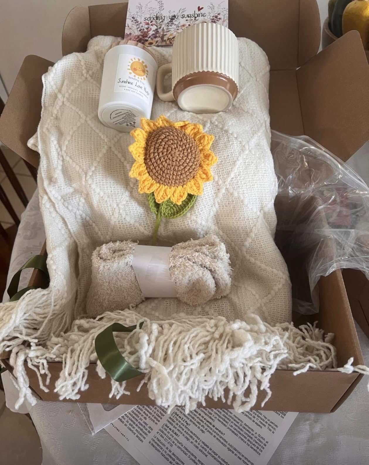 Anforsun Sending Sunshine Sunflower, Thinking of You Care Package Unique Gift Baskets for Women, Best Friend Birthday and Get Well Soon customer photo 2
