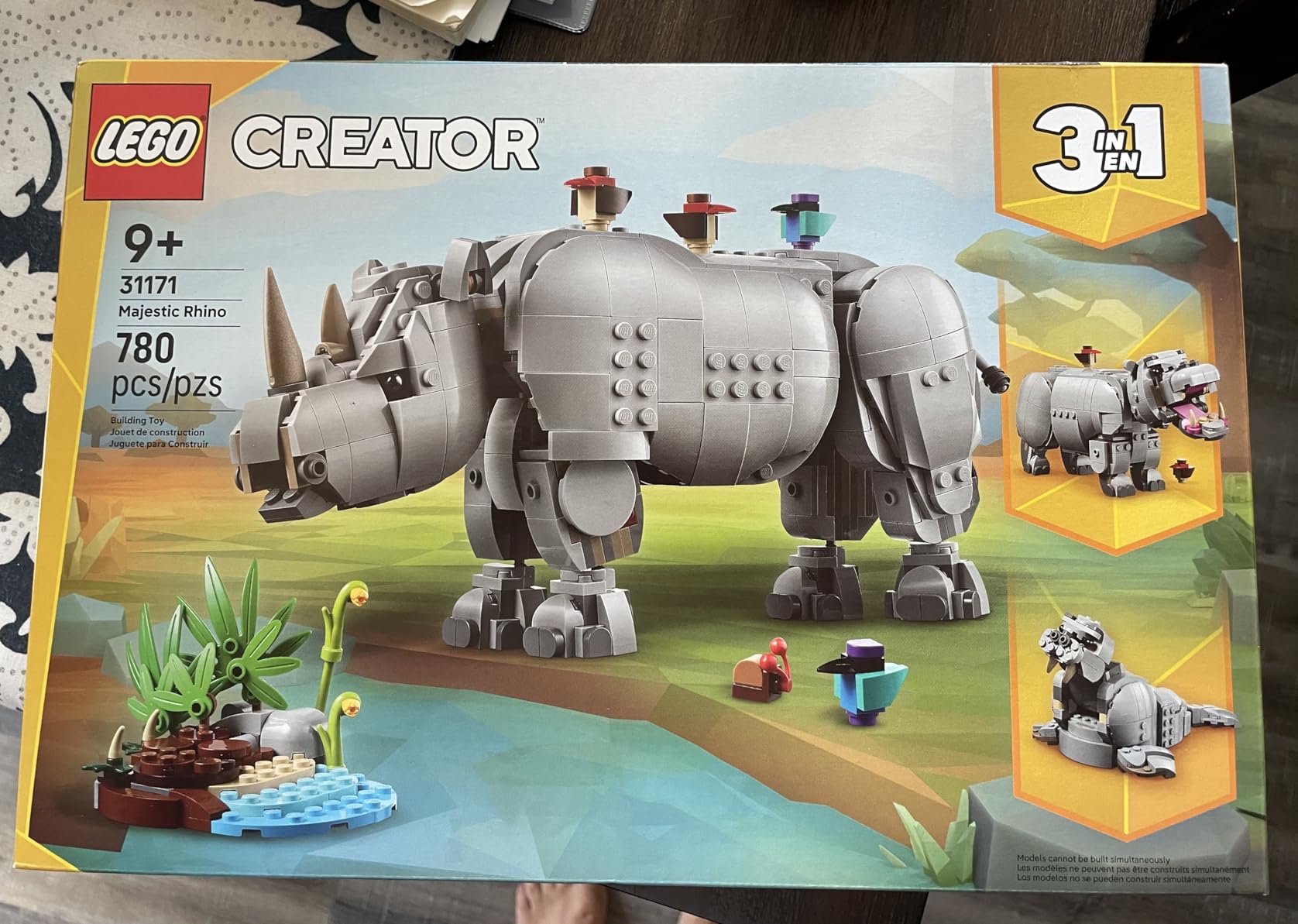 LEGO Creator 3 in 1 Wild Animals: Majestic Rhino with Birds Building Toys for Kids - Safari Pretend Play Toys, Ages 9+ - 31171 customer photo 1