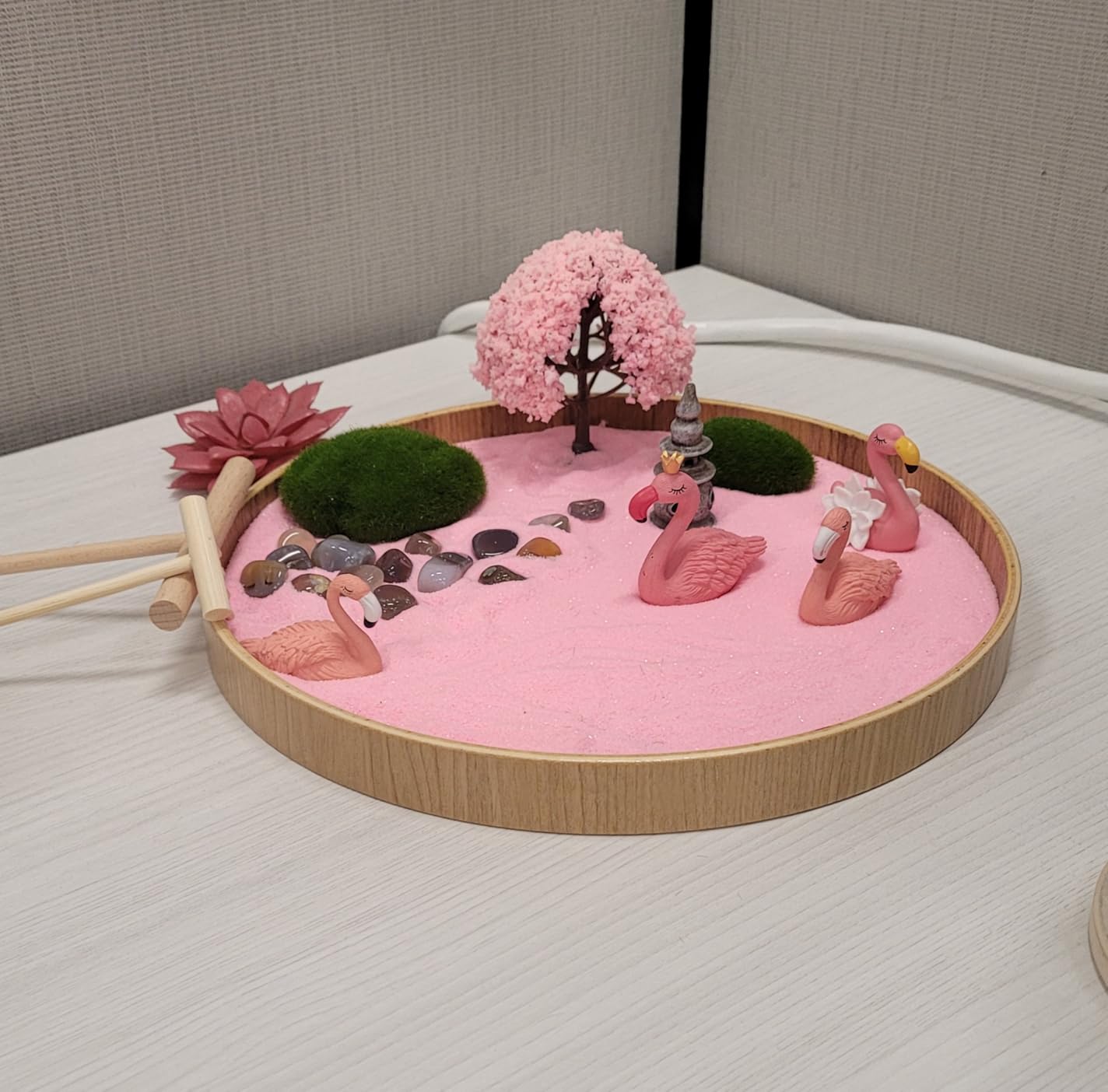 Flamingo Zen Garden for Desk, Pink Sand Art Kit customer photo 1