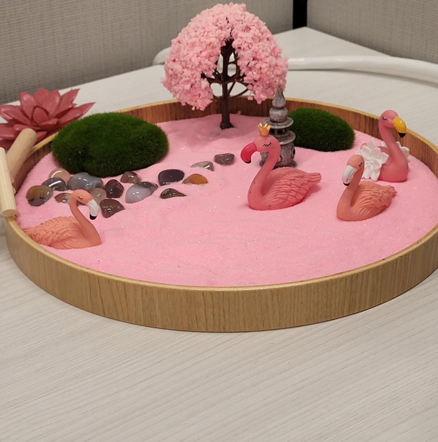 Flamingo Zen Garden for Desk, Pink Sand Art Kit customer photo 2