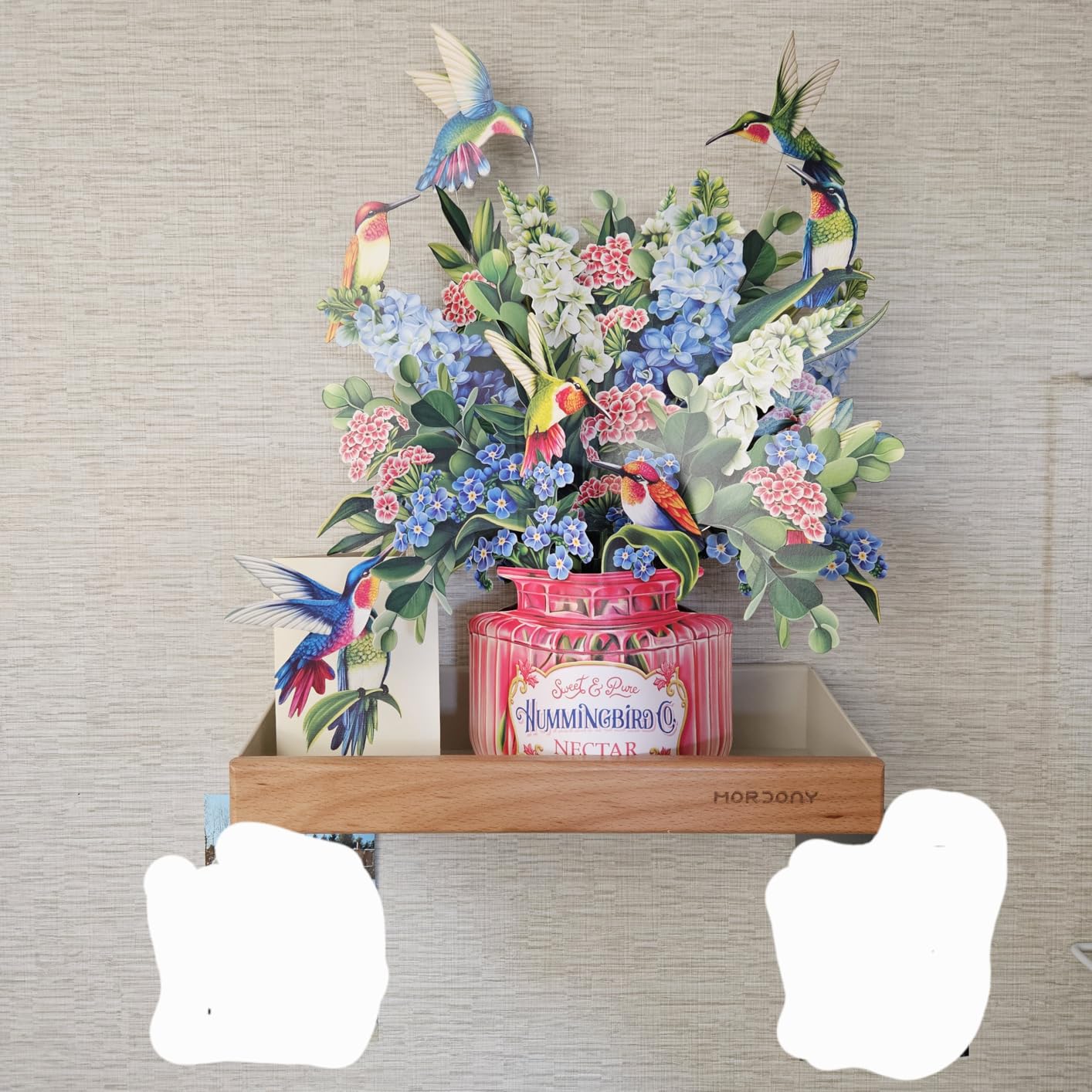 Freshcut Paper Pop Up Cards, Hummingbird Oasis, 12 Inch Life Sized Forever Flower Bouquet 3D Popup Greeting Card, Birthday Cards, Thank You Card, Blank Notecard & Envelope customer photo 1