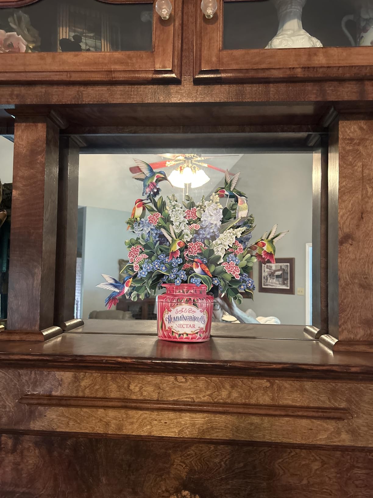 Freshcut Paper Pop Up Cards, Hummingbird Oasis, 12 Inch Life Sized Forever Flower Bouquet 3D Popup Greeting Card, Birthday Cards, Thank You Card, Blank Notecard & Envelope customer photo 2