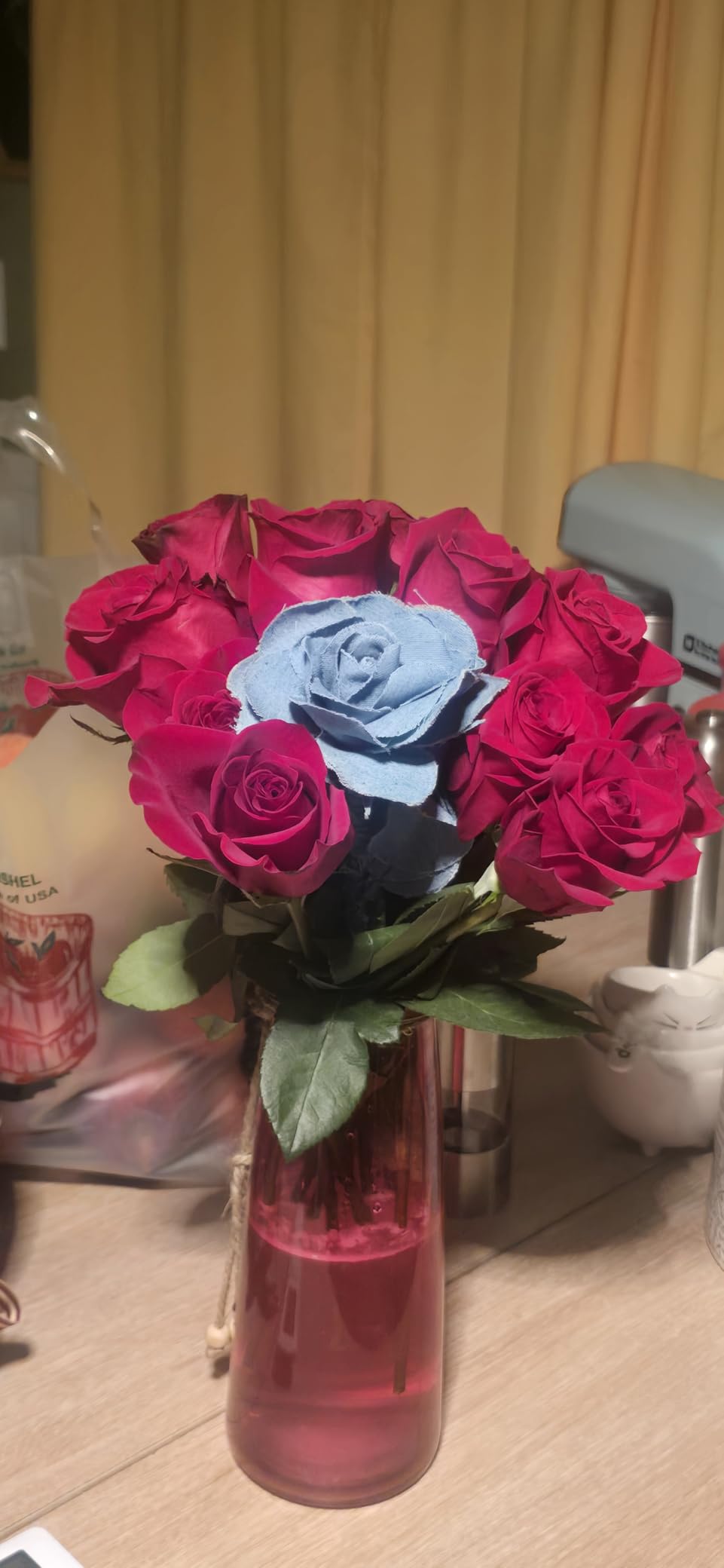 Cotton Rose, Handmade Denim Flower Gift for Her Him - 2nd Second Year Wedding Anniversary Cotton Gift for Wife Husband Couple, Valentine's Day, Mother's Day, Forever Rose (Ice Blue) customer photo 1