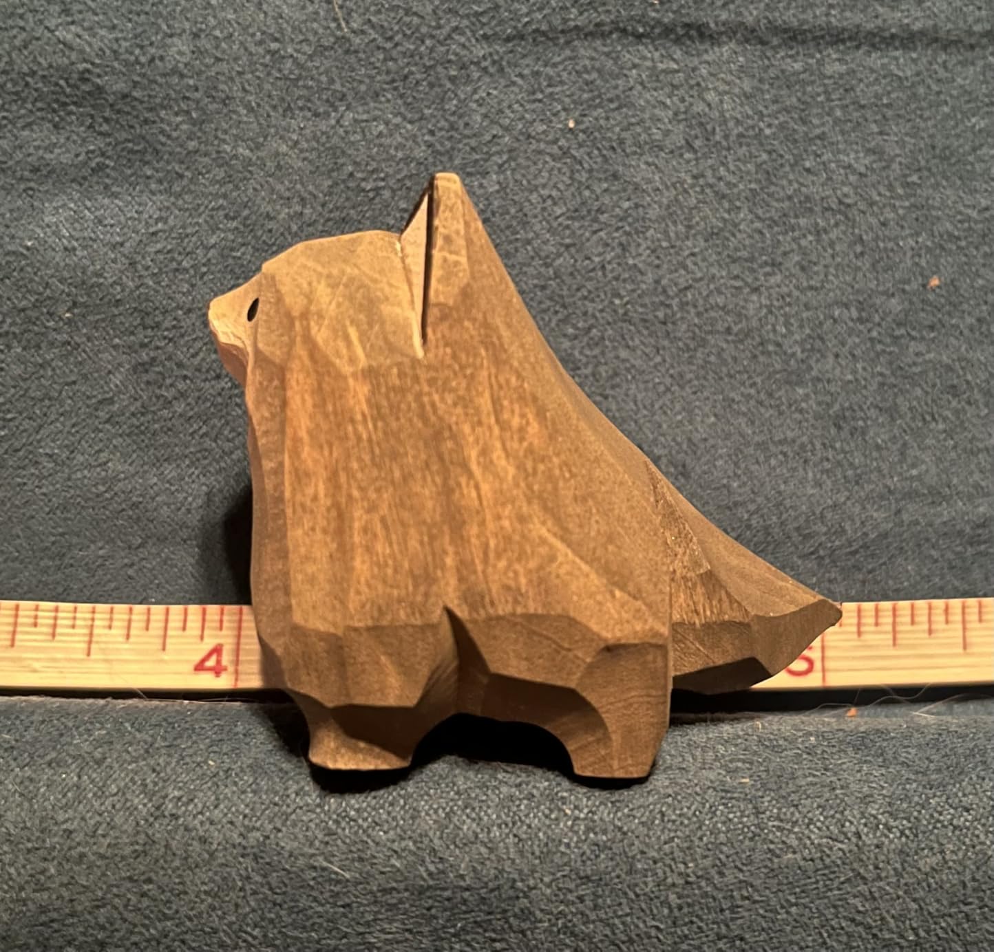 Hand-Carved Wooden Wolf Figurine - 1.6