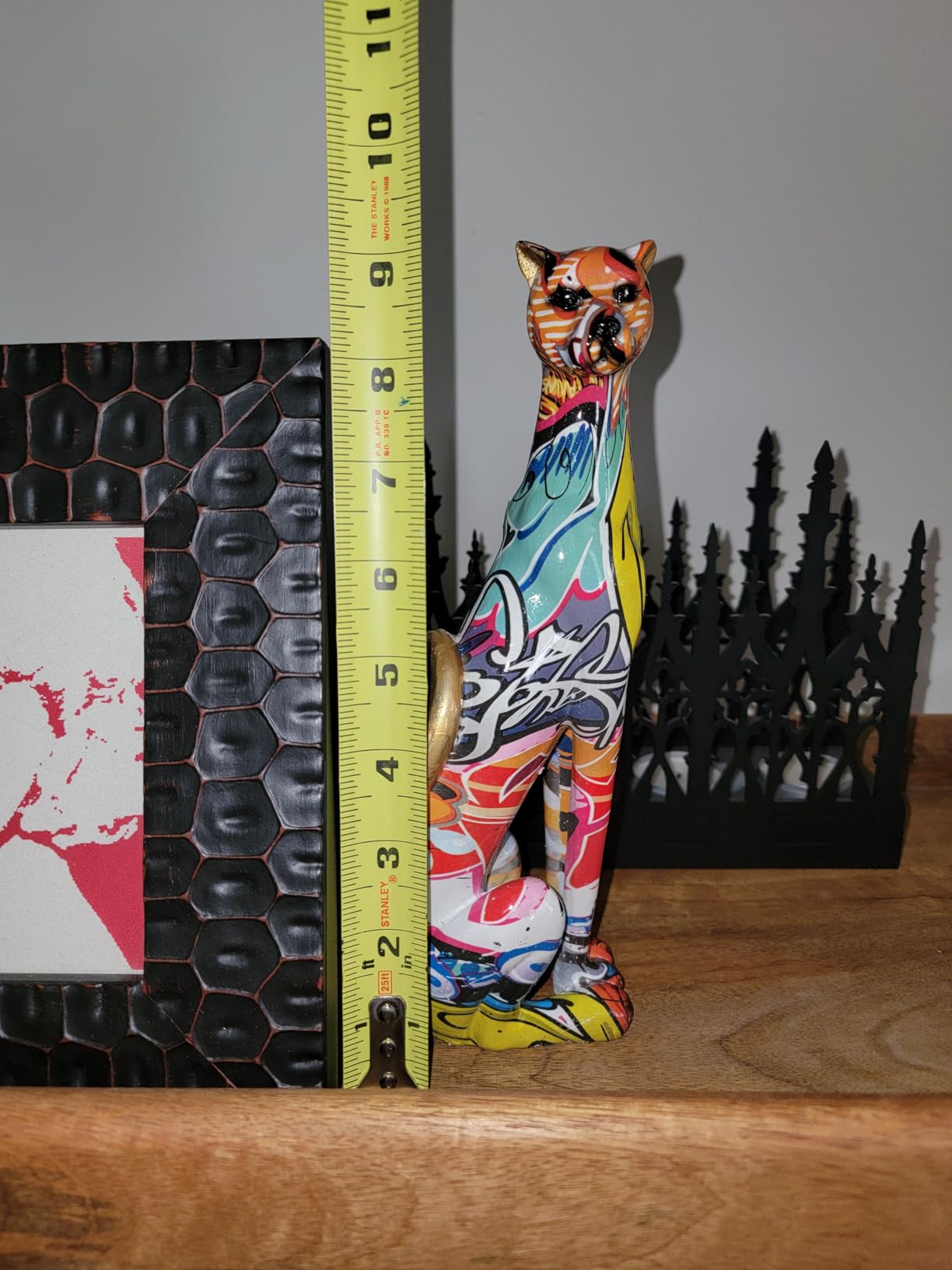 Colorful Leopard Statue Art Figurine Sculpture Collectible Gifts for Leopard Lover Office Home Decor Desk Accessories Decoration Garden Figurines Outdoor Decor (Color B) customer photo 2