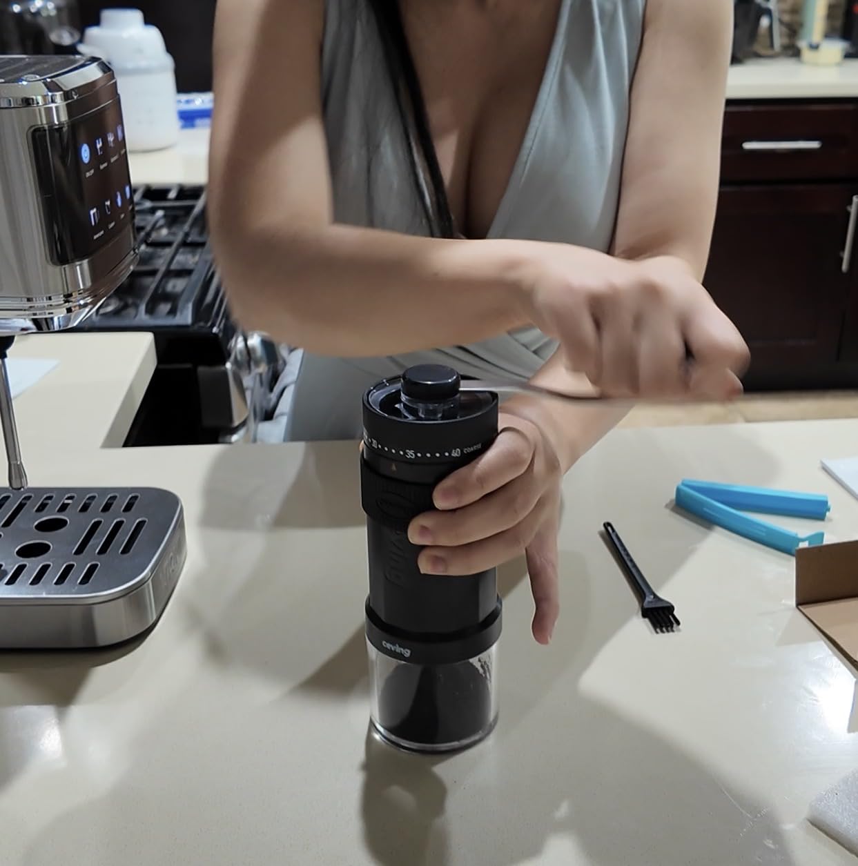 CEVING World's First 60g Large Capacity Manual Coffee Grinder, Black | 40 External Settings, Portable Hand Coffee Bean Mill with Stainless Steel Conical Burr for Travel, Camping, Pour Over & Gift customer photo 1