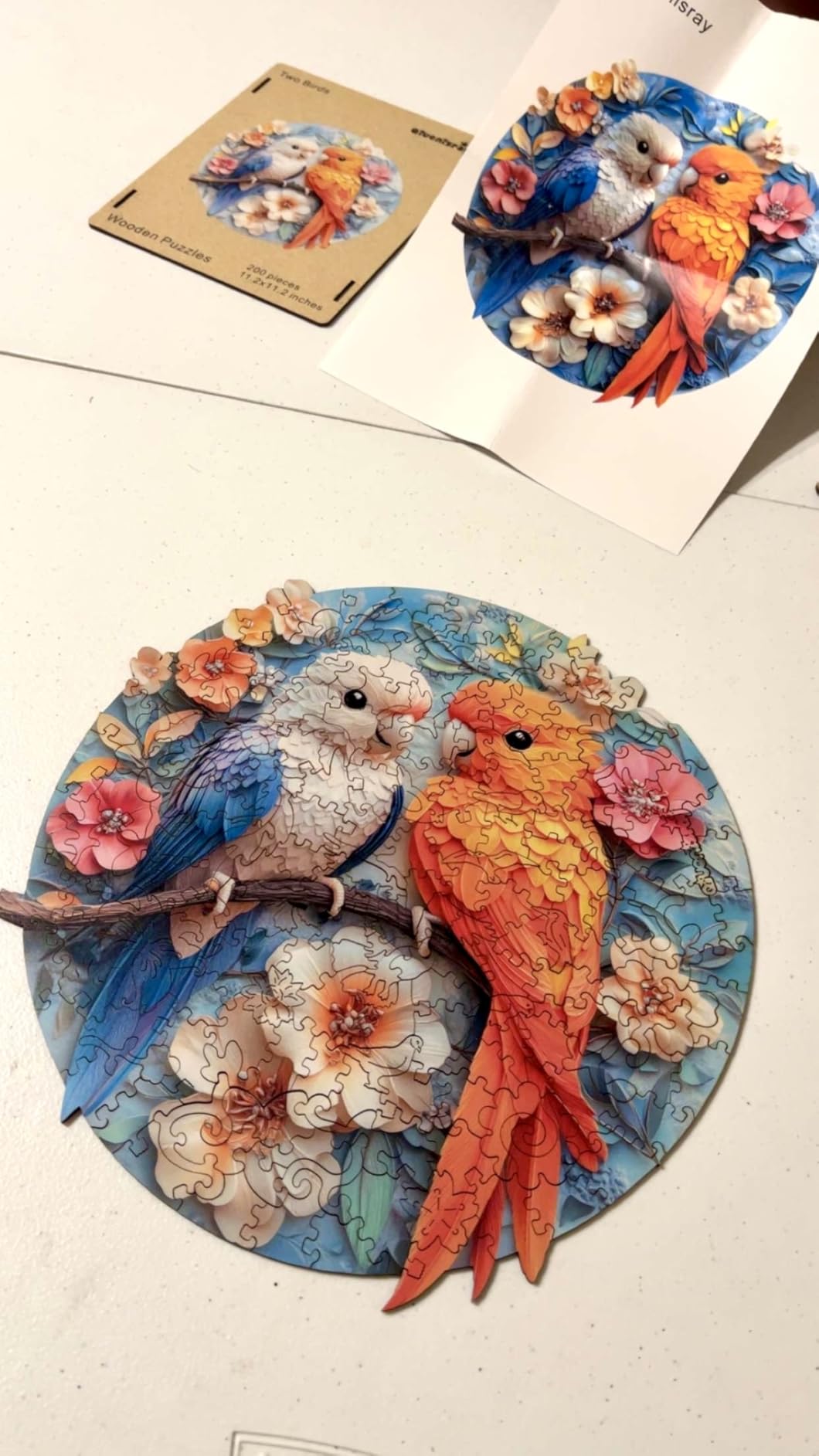 Wooden Puzzles for Adults, Stained Glass Pelican Jigsaw Puzzles 200 Piece, FSC Certified Unique Animal Shape Puzzles Pieces customer photo 2