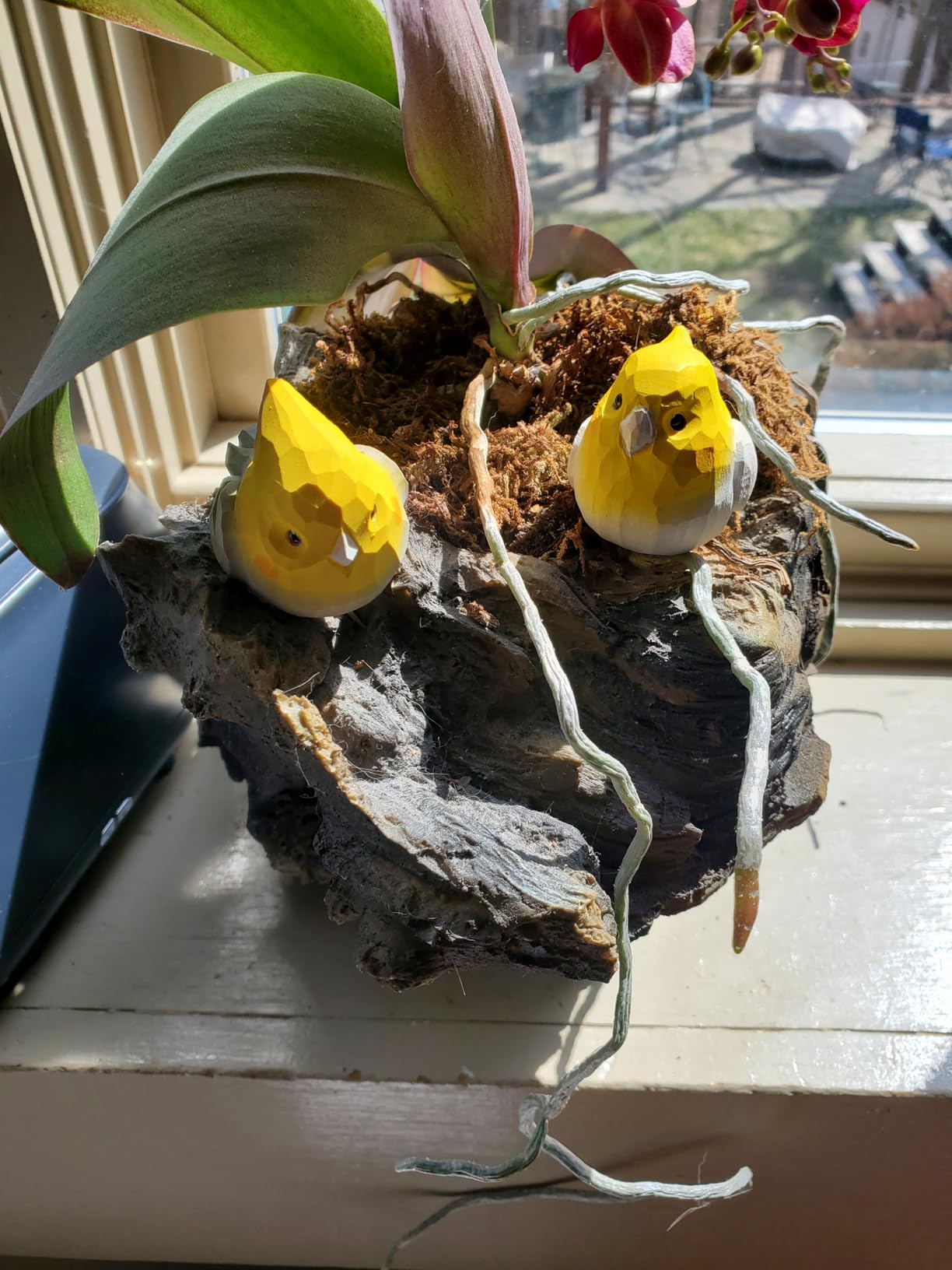 1 Pair Handmade Wooden Cockatiel Figurines - 1.8